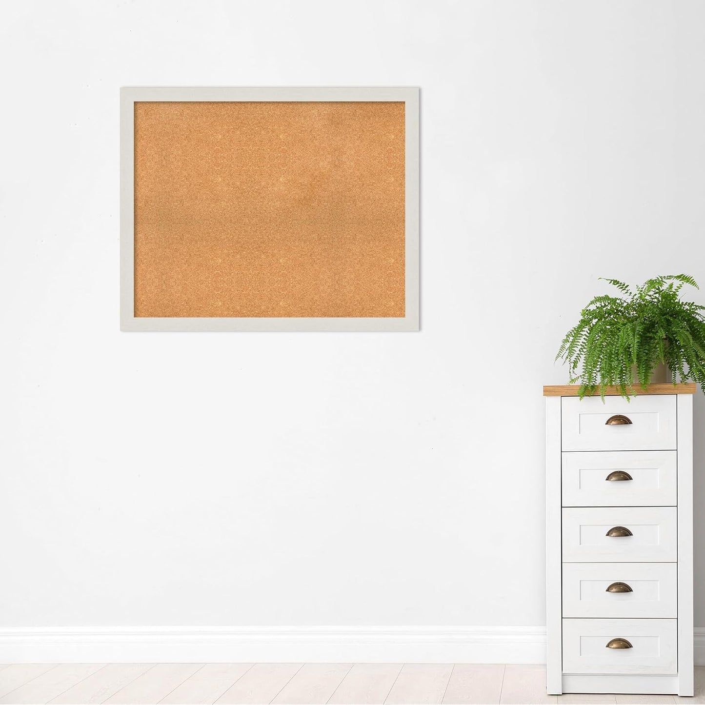 Amanti Art Natural Cork Board for Wall, 35x43 Vision Board with White Frame, X-Large Corkboard Office Decor for Home Organization, Country Rustic Corkboard Pinboard to Display Items for Home