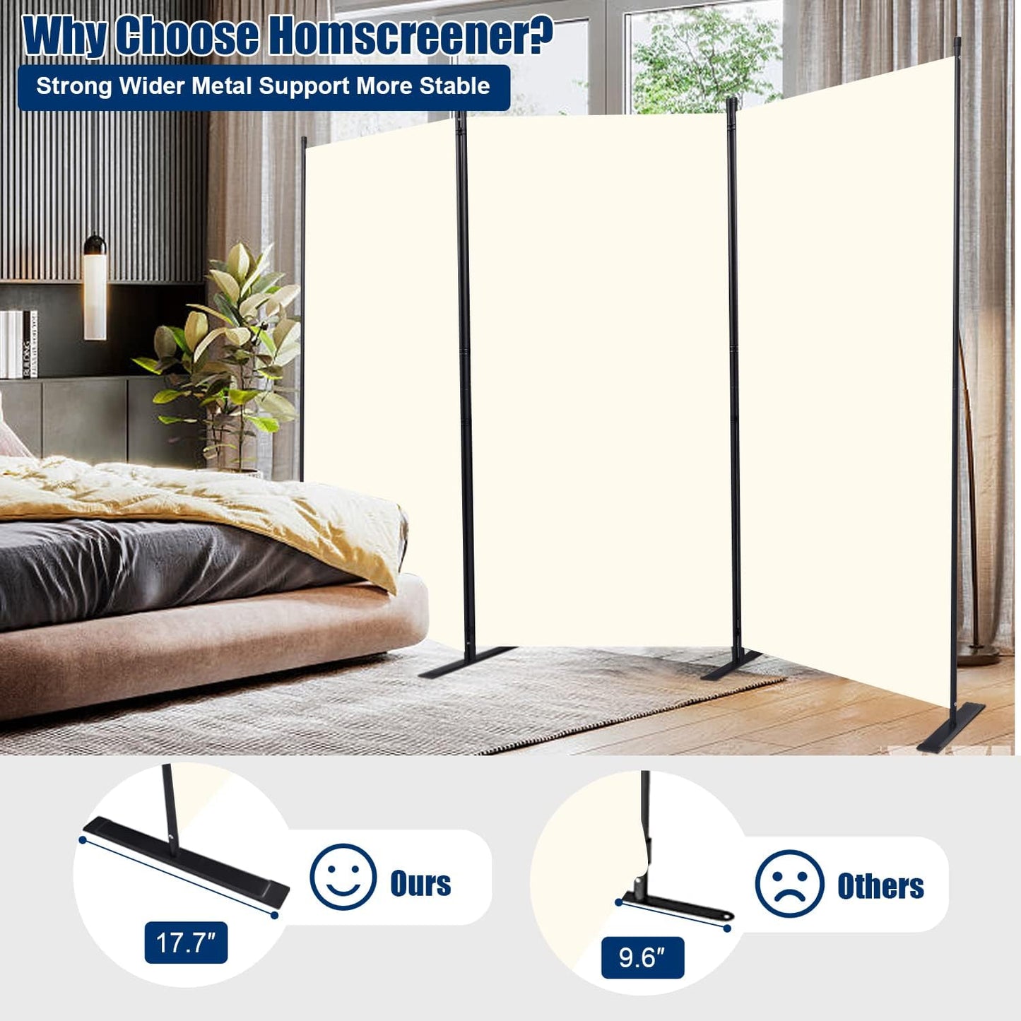 Room Divider 6FT Portable Room Dividers and Folding Privacy Screens, 102'' W Fabric Divider for Room Separation, 3 Panel Partition Room Dividers Freestanding Wall Divider Screen for Dorm Studio Office