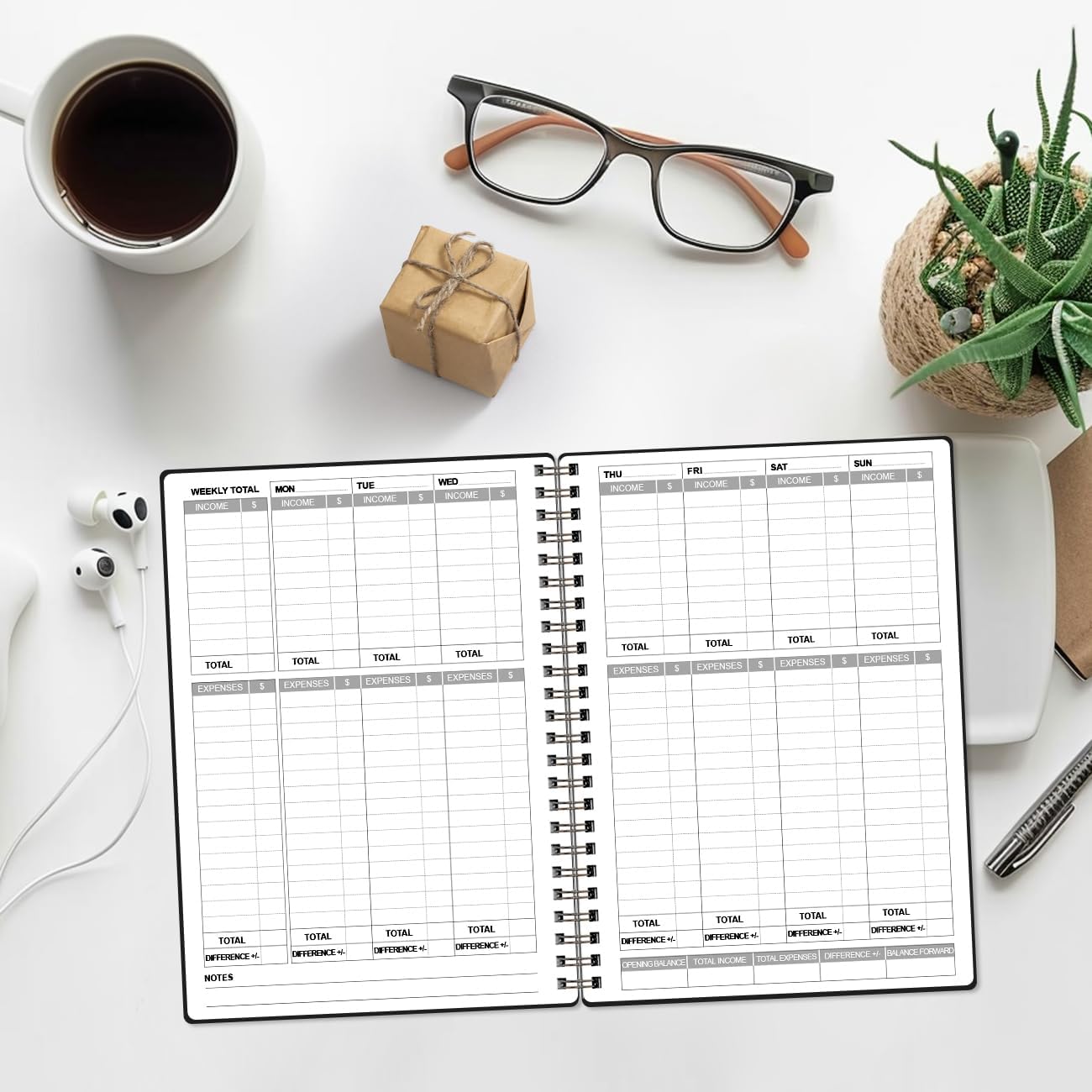 Heveboik Income & Expense Log Book - A5 Income and Expense Tracker for Small Business, Accounting Bookkeeping Tracking for Woman and Man, 5.8" x 8.3", Black