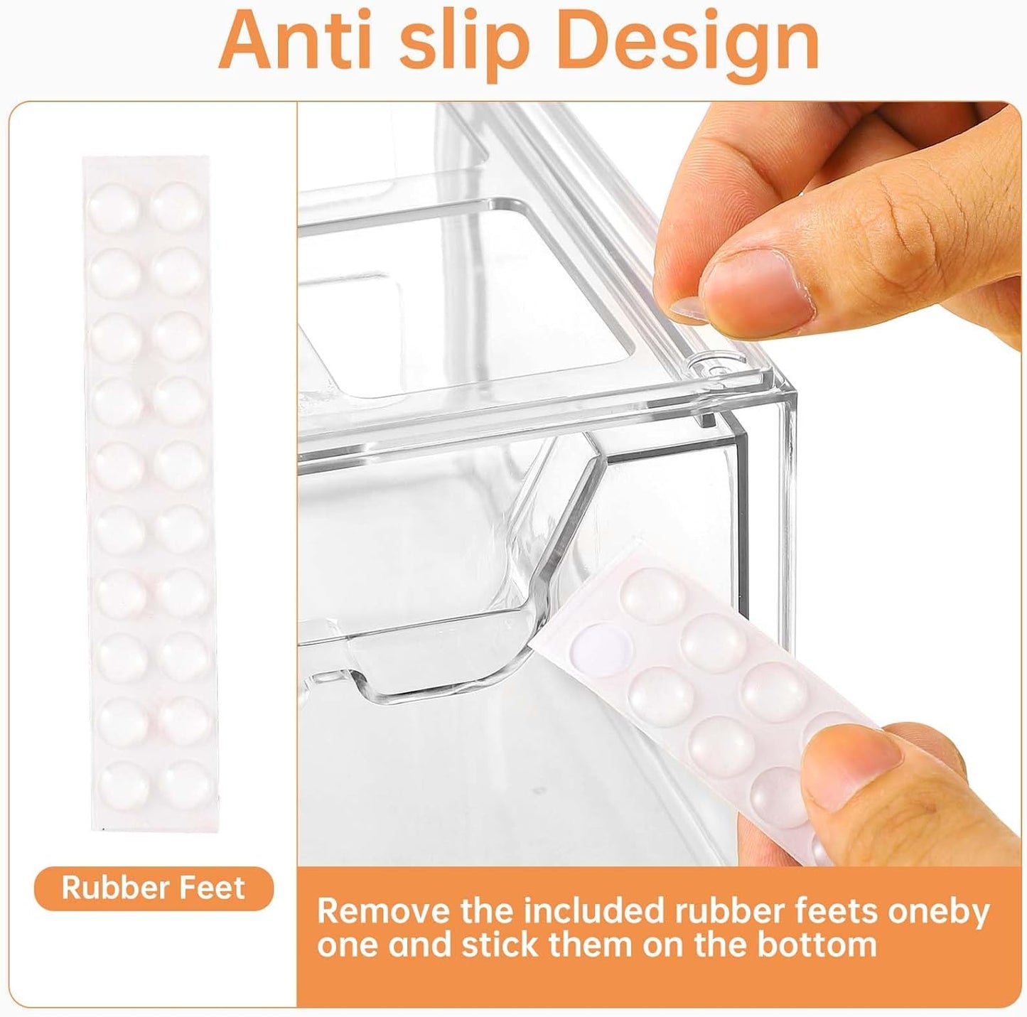 8 Pack Stackable Makeup Organizer, 4.4'' Tall Acrylic Bathroom Makeup Organizer and Storage Drawer with Pull-out Handle, Clear Plastic Storage Bins for Vanity,Pantry,Desk,Undersink,Kitchen