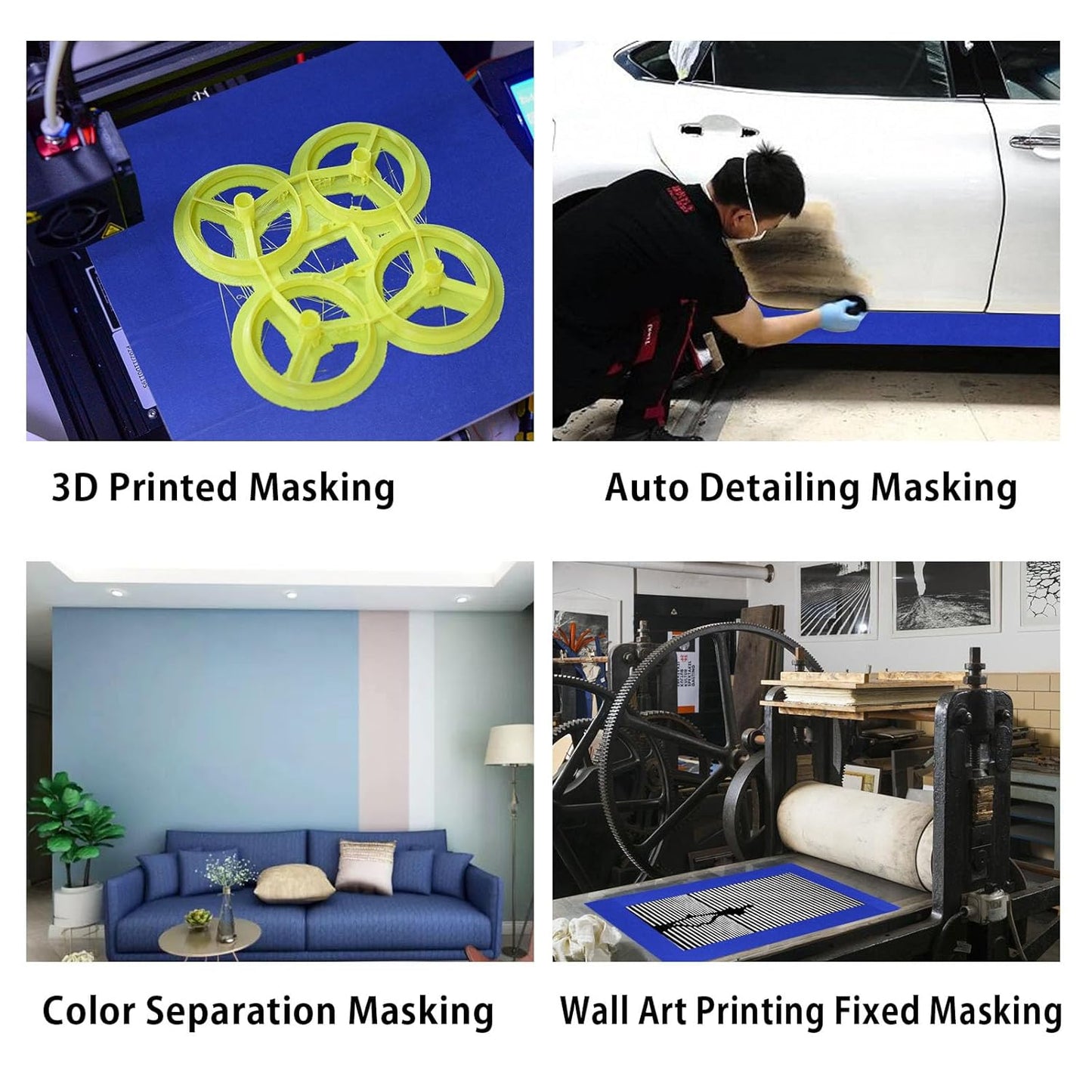 BOMEI PACK Wide Blue Painters Tape 4 Inches x 40 Yards, 4'' Blue Masking Tape for Painting, Laser Cutting/Engraving & 3D Printing, 21-Day Clean Removal Indoor and Outdoor Use
