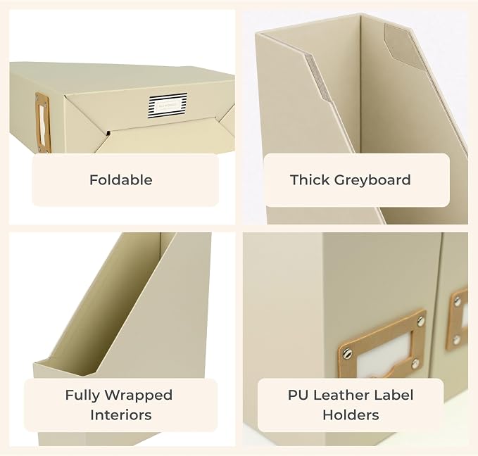 BLU MONACO | Cardboard Magazine File Holder Set of 6 | Vertical Magazine File - Image 7