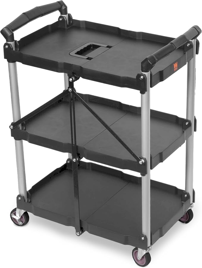 Wen Compact Foldable Service Utility Cart, Three Tier - Image 4