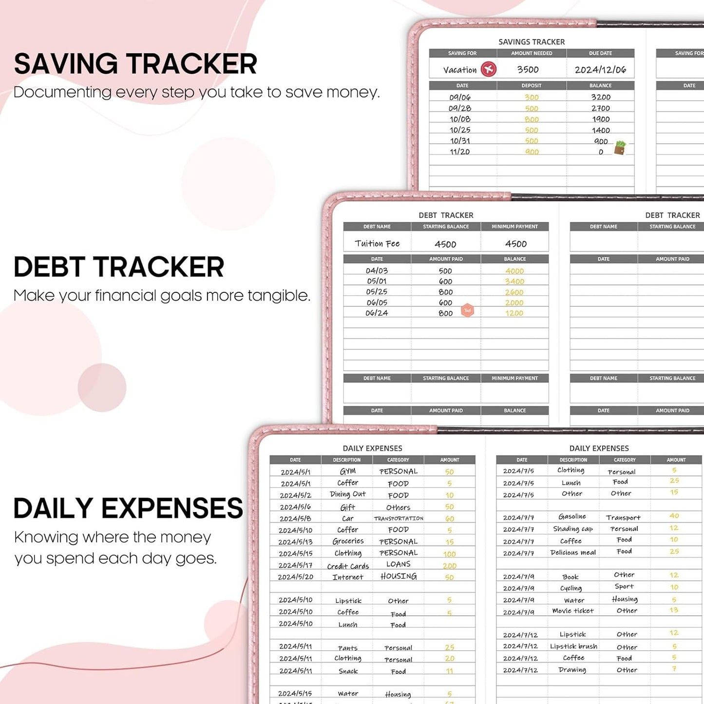 WEMATE Budget Planner 2025 with Lock, Monthly Budget Book with Expense Tracker Notebook, Undated Financial Planner to Manage Your Money, A5 Leather Account & Budget Book, Purple