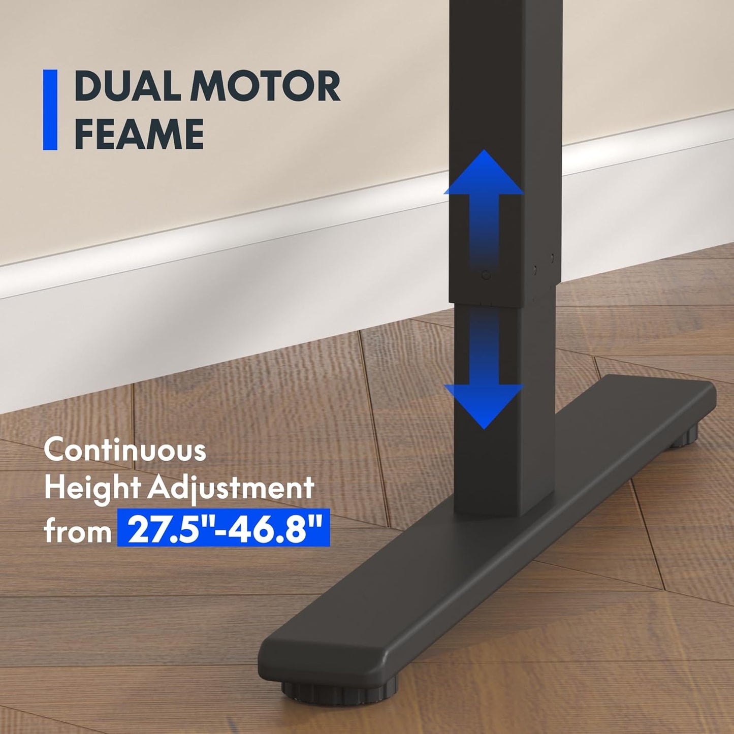 FLEXISPOT E3 Dual Motor Electric Standing Desk 60x24 Inch Whole-Piece Board Height Adjustable Electric Sit Stand Desk (Black Frame + Black Desktop, 2 Packages)
