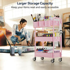 YASONIC 3-Tier Metal Rolling Cart, Heavy Duty Utility Cart - Image 4