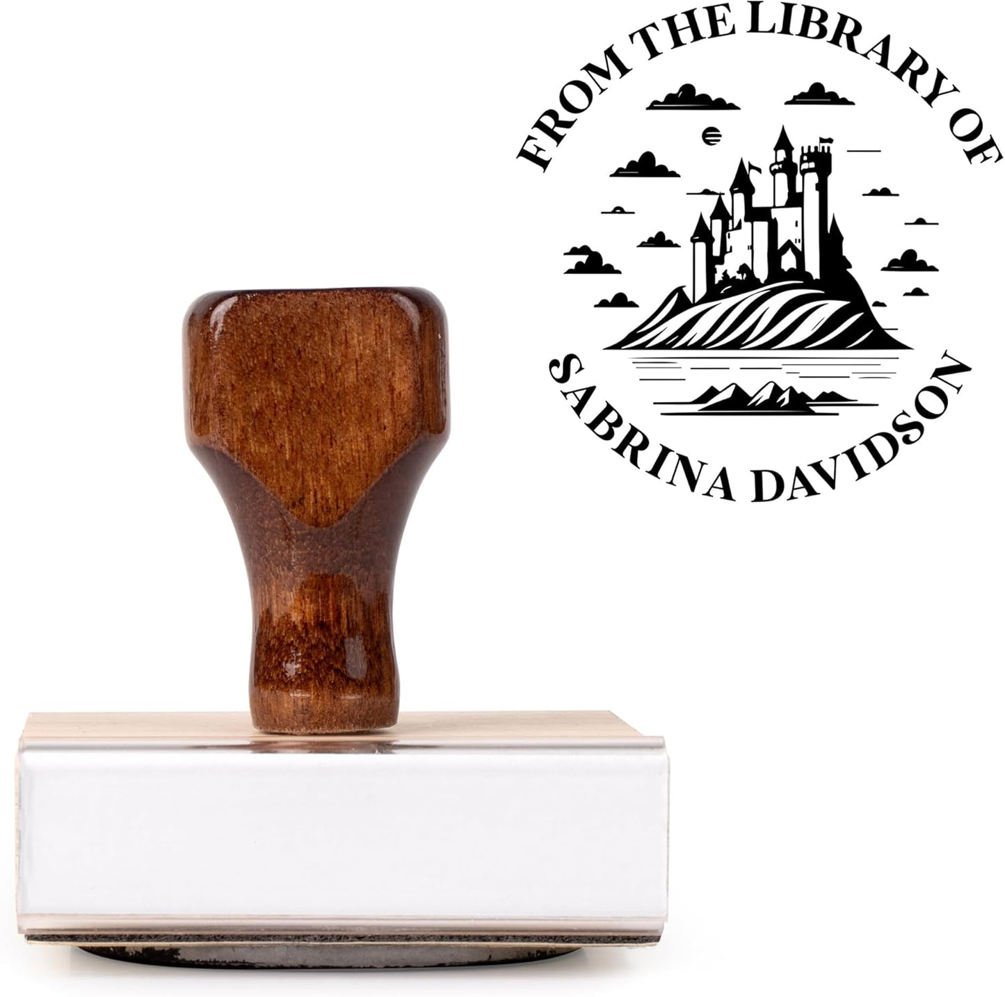 from The Library of Embossers & Stamps for Fantasy Book Readers | Custom Embosser | Custom Stamp | Ex Libris | Elevate Your Fantasy Collection of Stories and Novels (Design 2, Wood Hand Stamp)
