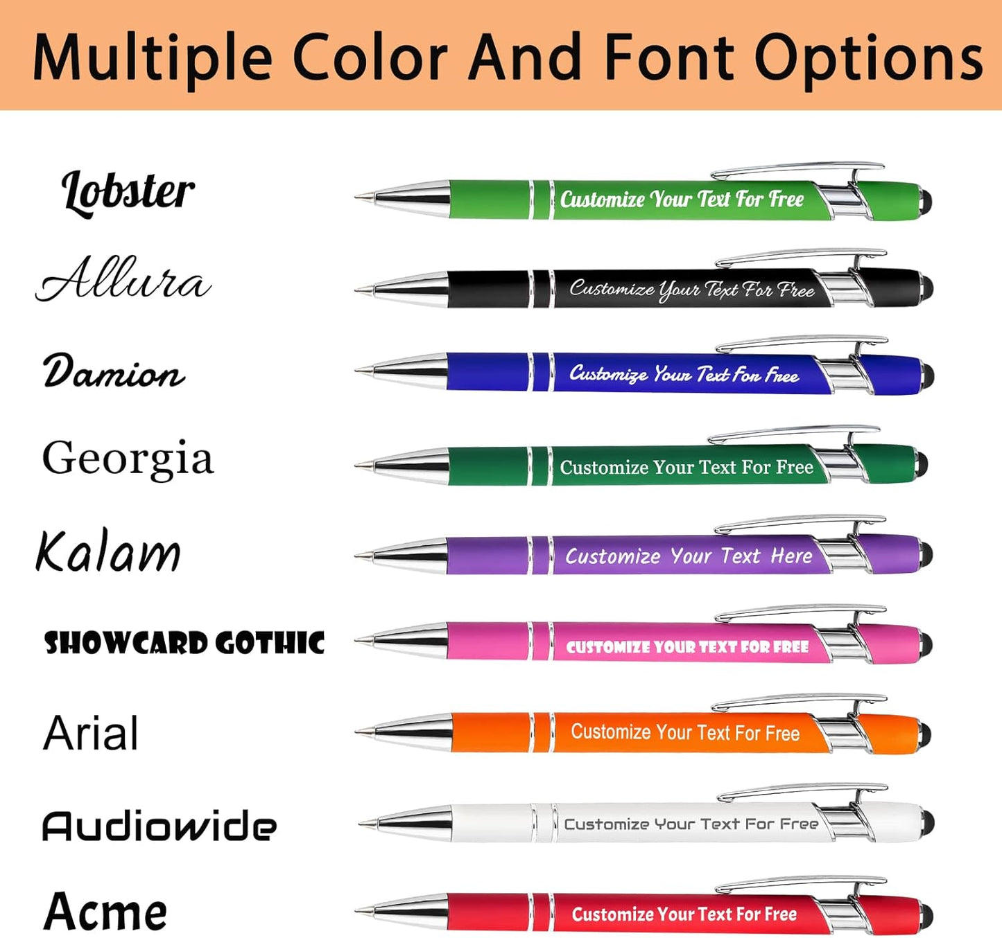 Max 500 Pcs Personalized Pens Bulk, Custom Pens with Free Engraving, Customized Stylus Tip Ballpoint Pen with Your Name Massage Text for School Office Business Graduation Anniversaries-300 Packs