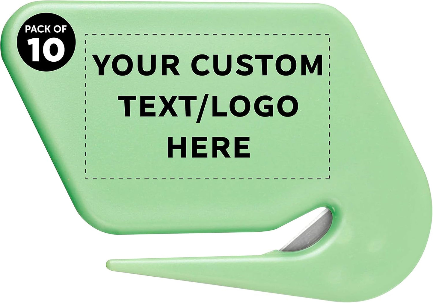 Custom Translucent Plastic Letter Openers Set of 10, Personalized Bulk Pack - Perfect for Home or Office - Green