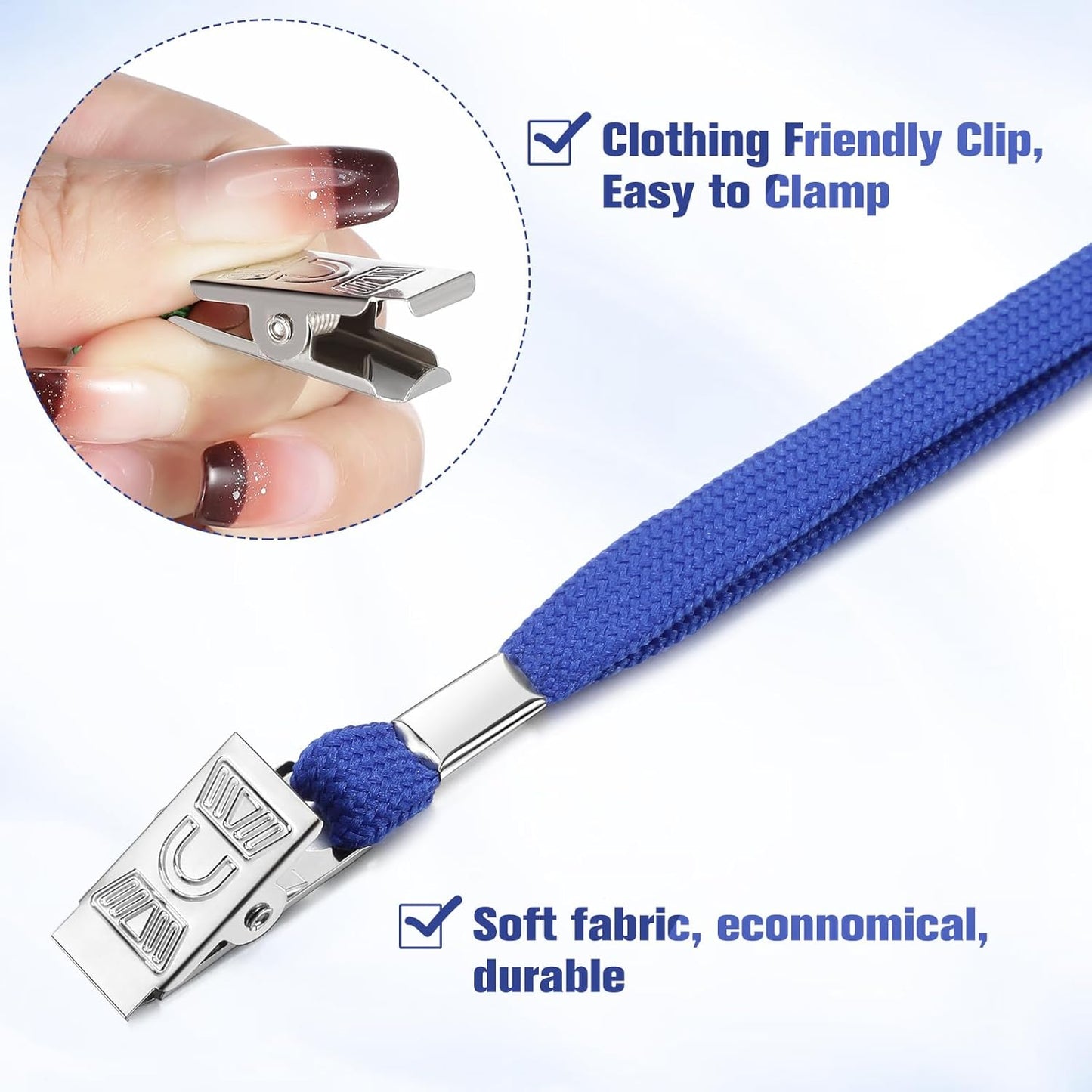 Marspark 100 Pcs Name Tag Lanyards with ID Holder Lanyards for ID Badges Resealable Flat Neck Name Tag with Clip Waterproof Plastic Clear Badges Bulk for School Office Supplies (Blue)