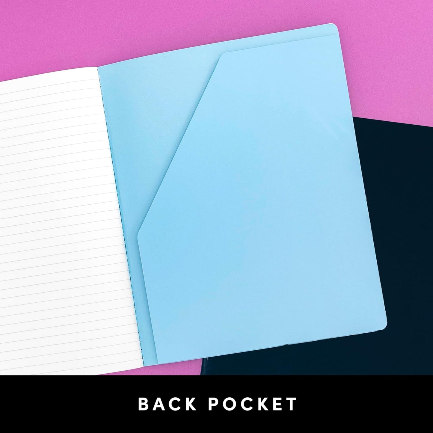 PAPERAGE Soft Cover Lined Journal Notebook, 2 Pack, (Black), 100 Pages, Large 7.5 inches x 9.5 inches, College Ruled, Ideal for Note Taking & Travel Journal