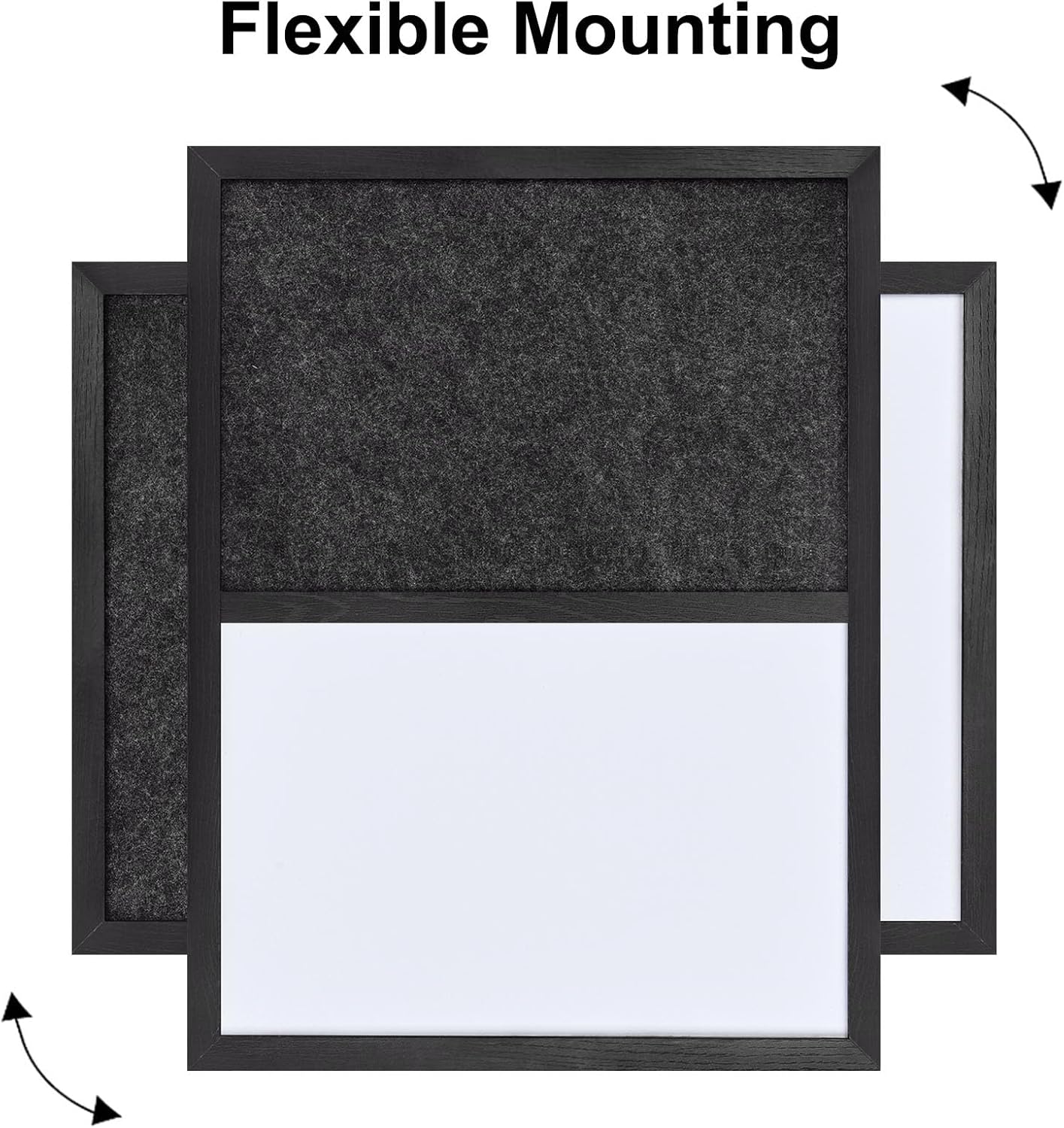 Whiteboard Bulletin Board Dark Gary Felt Board Combo for Office School Kitchen Bedroom, Black Wood Frame,17.7"*23.6",Whiteboard+BK-4560BK