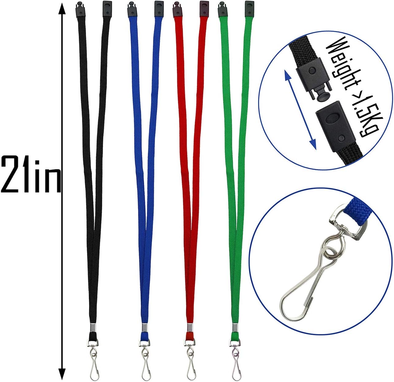 Safety Lanyards Premium Breakaway Lanyard Comfortable Neck Straps Lanyards Swivel J Hook for ID Badges (Red, 50 Pack)