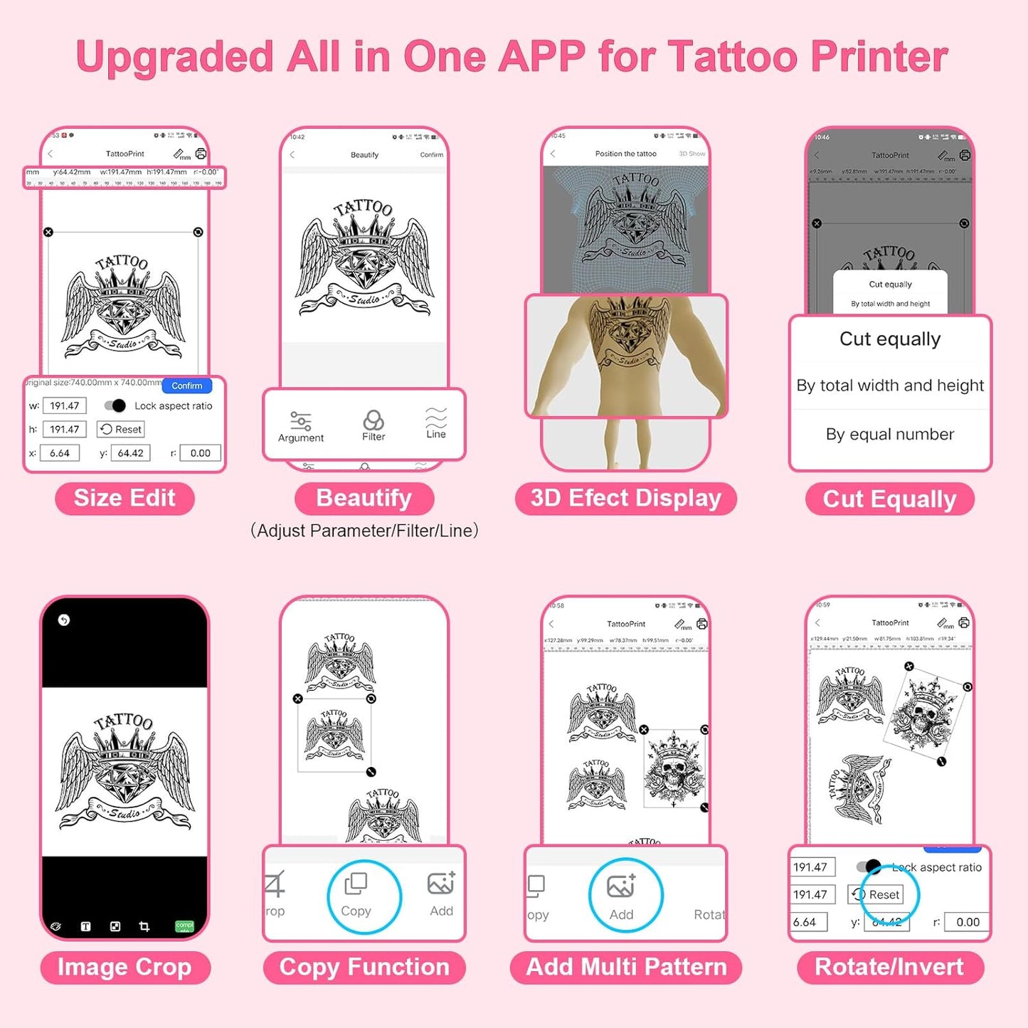 P19 Wireless Tattoo Stencil Printer Bluetooth Thermal Temporary Tattoo Transfer Printer Machine Kit for Tattoo Artists & Beginners