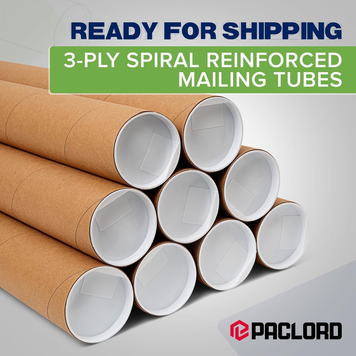 3" x 36" Reinforced Kraft Paper Mailing Tubes, Pack of 6 Tubes with 2 Caps Each – USPS Approved Poster Tube – Made in USA Cardboard Tube for Shipping and Storing Posters, Prints, Artwork, or Documents