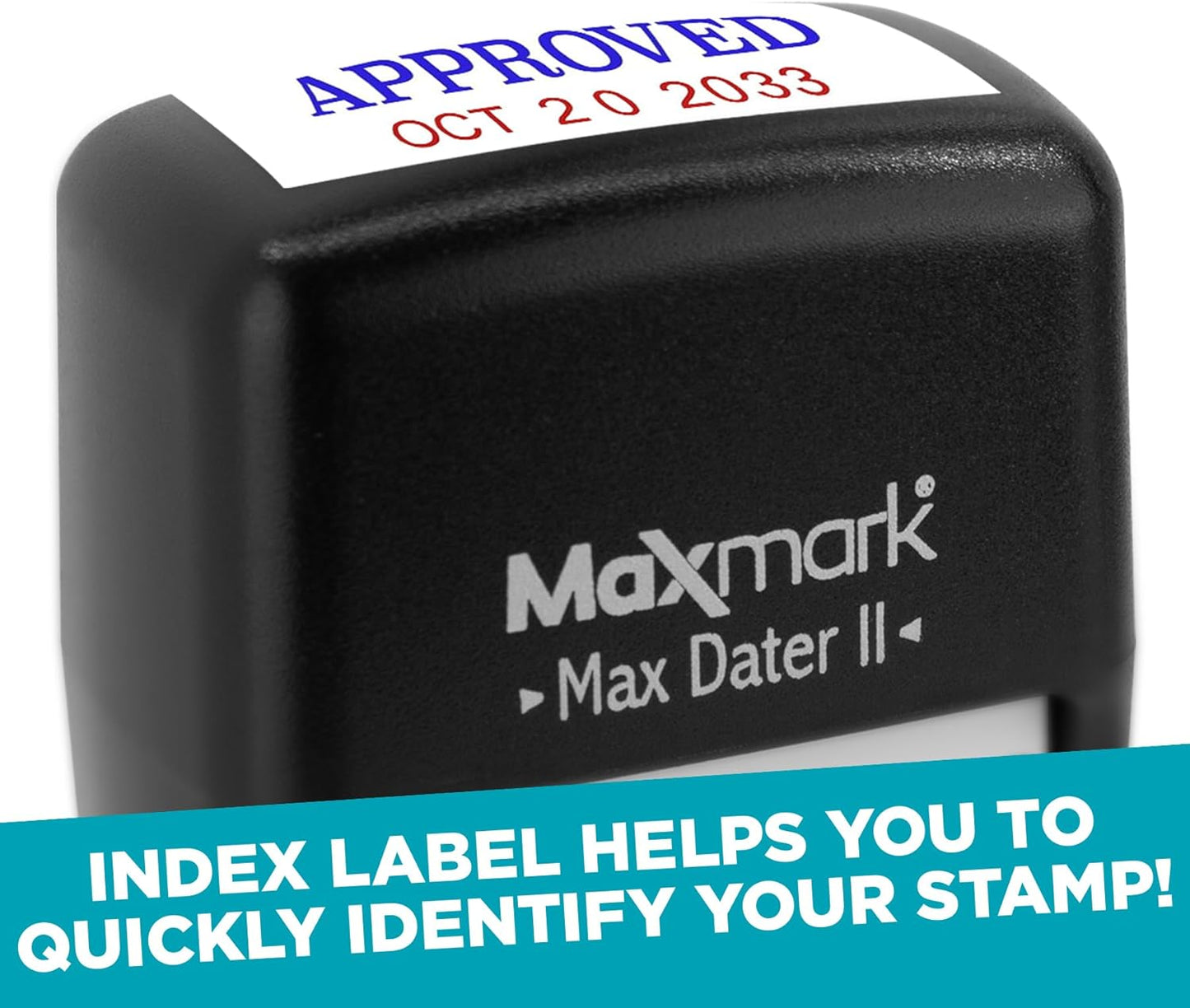 MaxMark Self-Inking Rubber Date Office Stamp with Received Phrase Blue Ink & Date RED Ink (Max Dater II), 12-Year Band