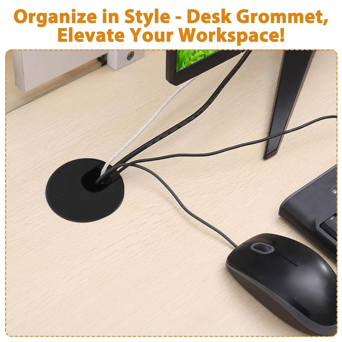 12 PCS Desk Wire Hole Insert, Desk Grommet, Cord Hole Cover 1.97in Black Wire Organizer Caps Detachable Cable Cord Organizer Suitable for Office Desks, Tv Cabinets, Desktops