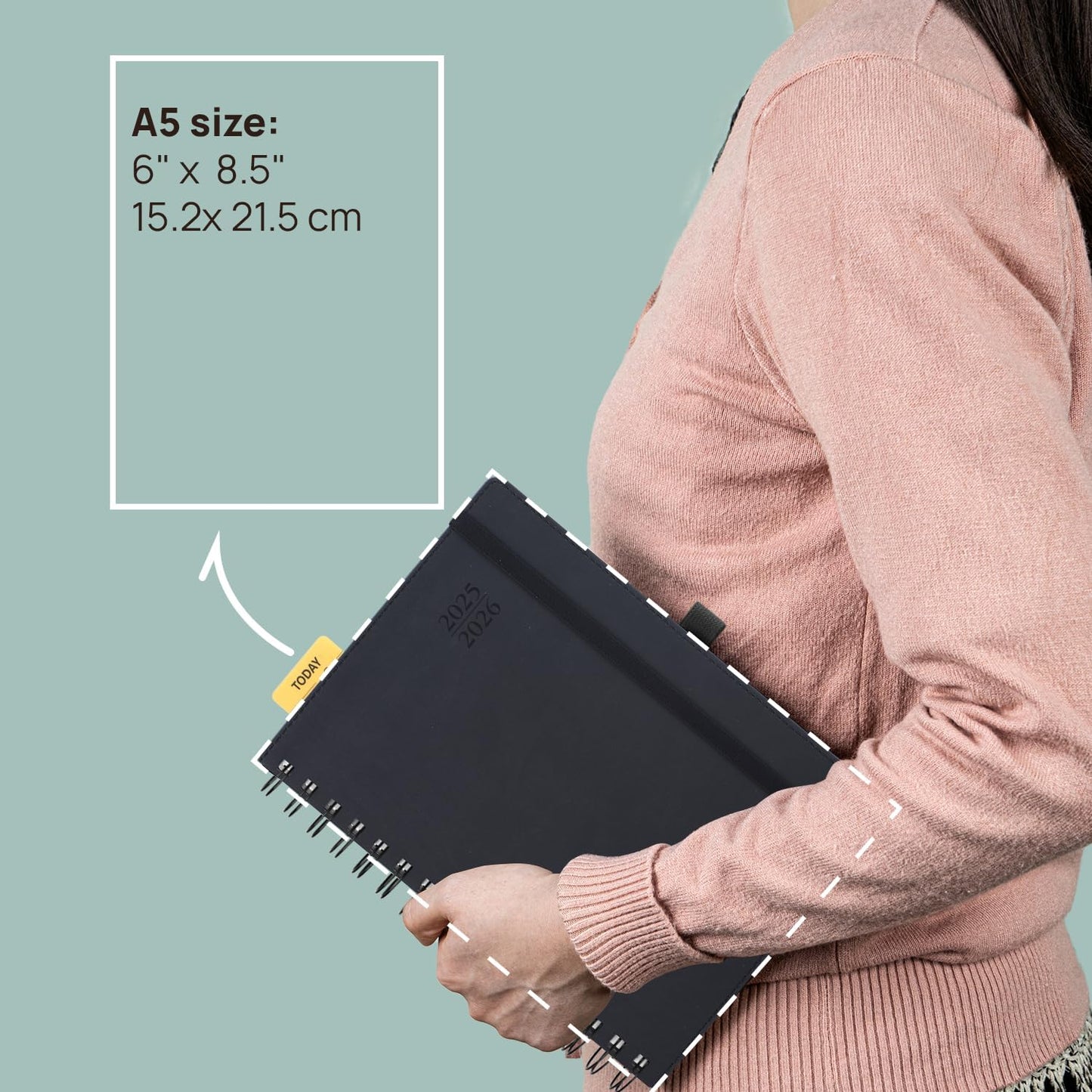 POPRUN Daily Planner 2025-2026 One Page per Day (6'' x 8.5'') with Spiral Bound Leather Soft Cover, Academic Year Appointment Book (Jul.2025 - Jun.2026) with Hourly Slots, Inner Pocket- Claret
