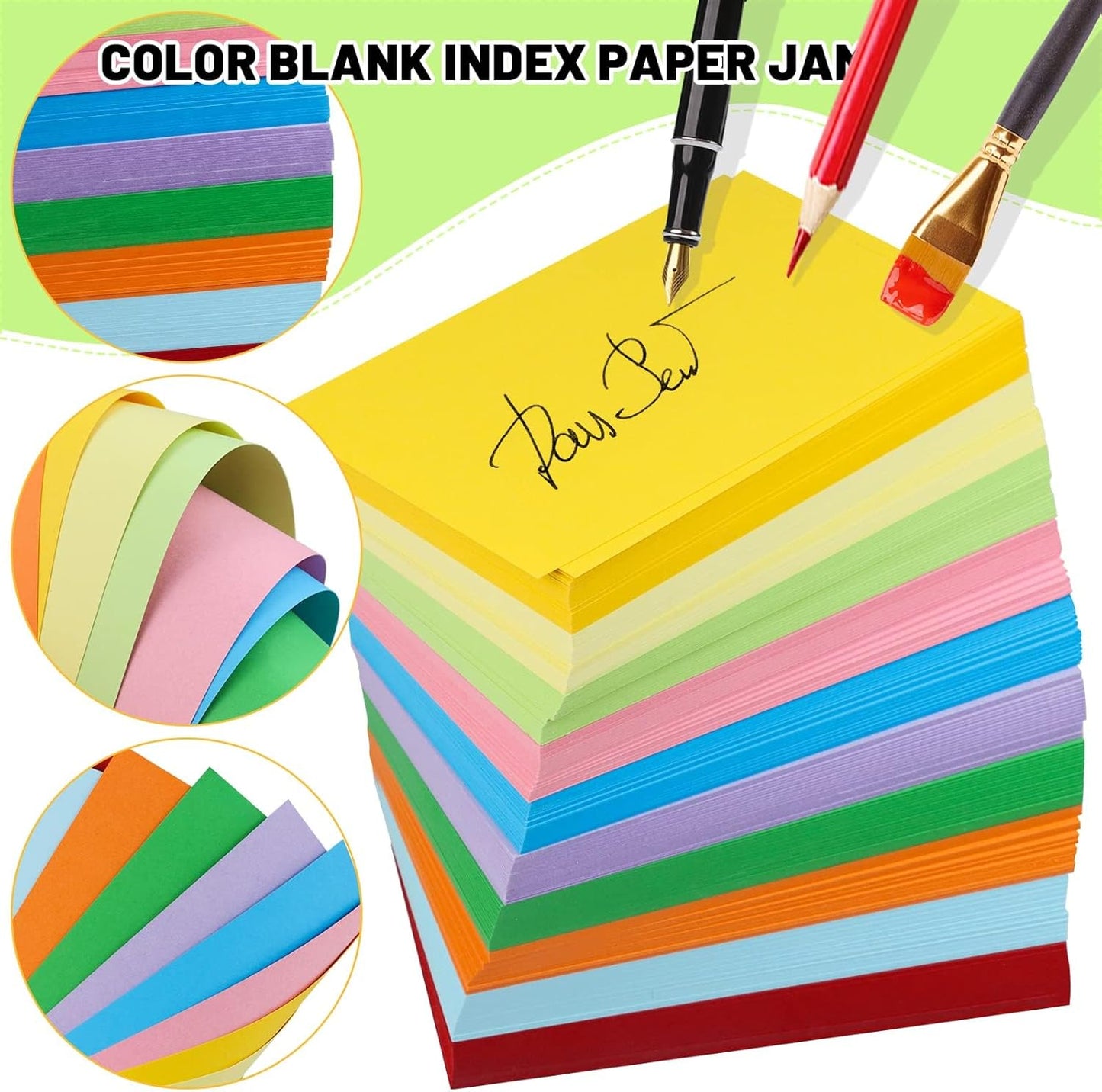 Tecmisse Colored Index Cards 3 x 5 Inch, 600 Sheets Colorful Flash Cards Thick, Blank Note Cards Flashcards for Studying School Learning and office Supplies, 10 Colors