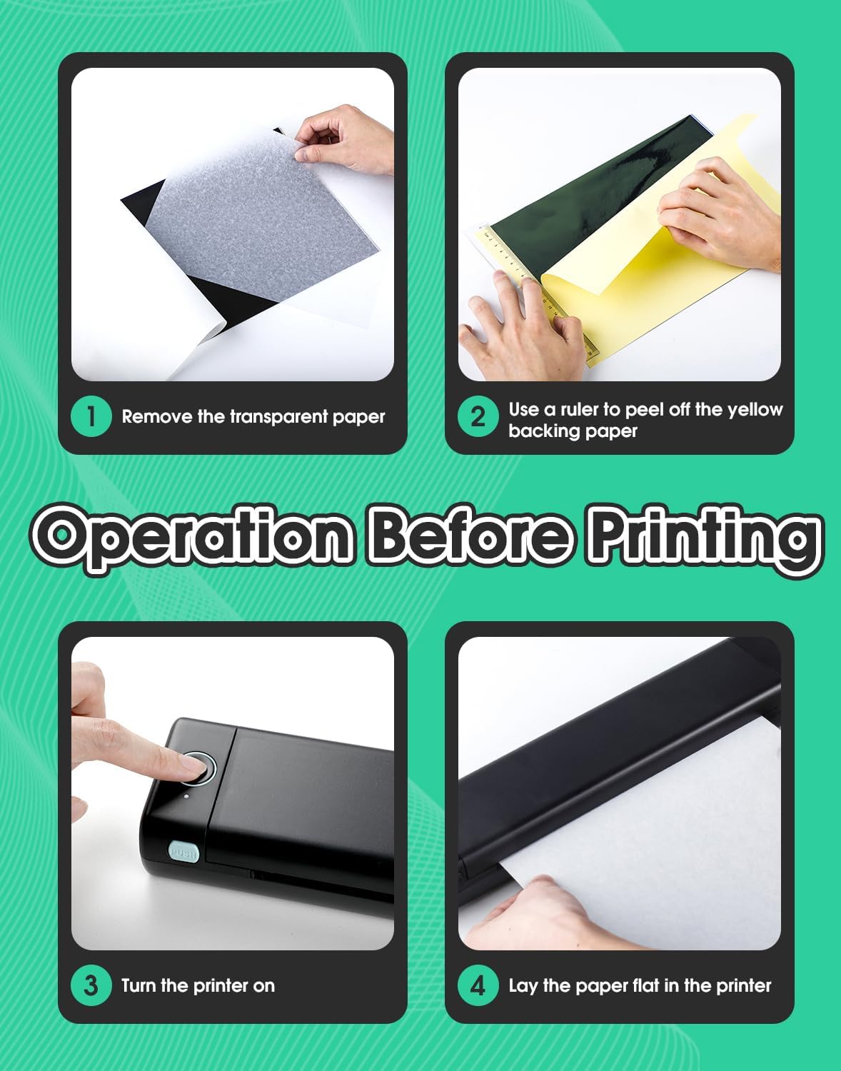 Phomemo M08F Wireless Thermal Tattoo Stencil Printer with 10pcs Transfer Paper, Compatible with Phone/Tablet/PC, Supplies for Tattoo Artists & Beginners, Black & Green