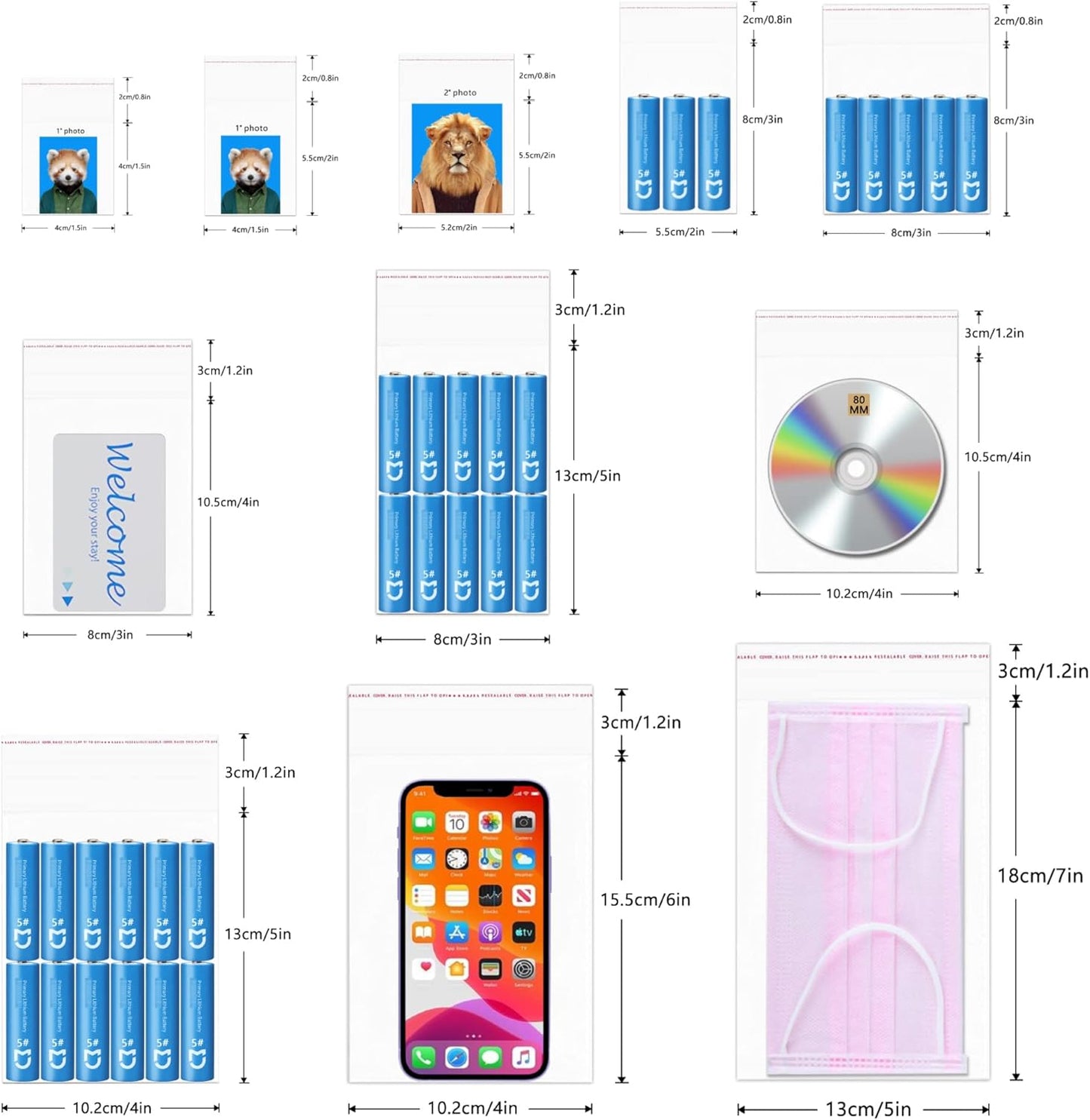 Clear Resealable Cello Bags 4" x 6" 300pcs Self Sealing OPP Poly Bags Plastic Cellophane Bags 1 Mil for Cookies Decorative Wrappers Bakery Party Favors (12 Sizes to Choose from)