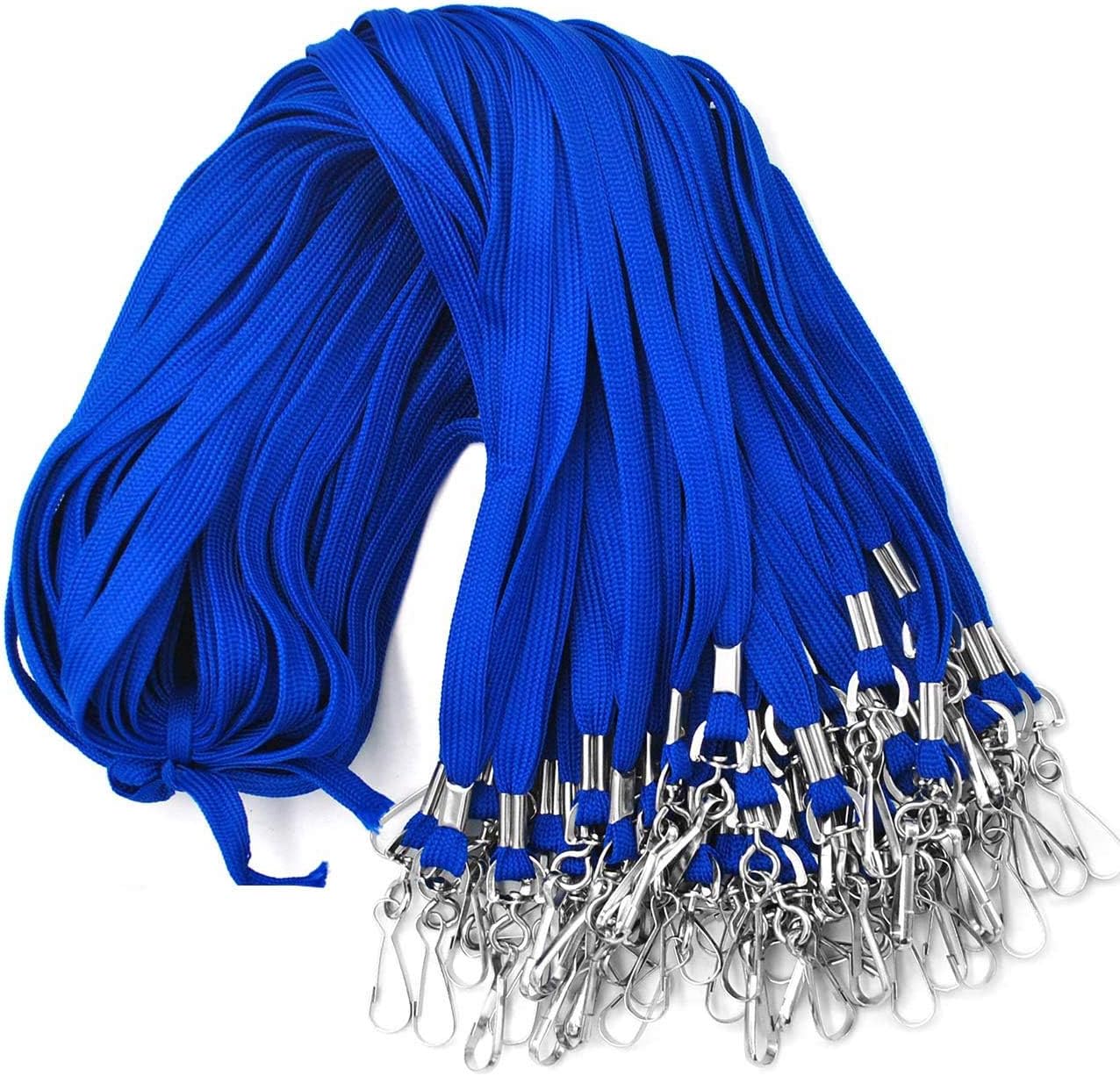 Lanyard 50PCS Lanyards with Swivel Hook clips for ID Name Badge Holder (Blue)
