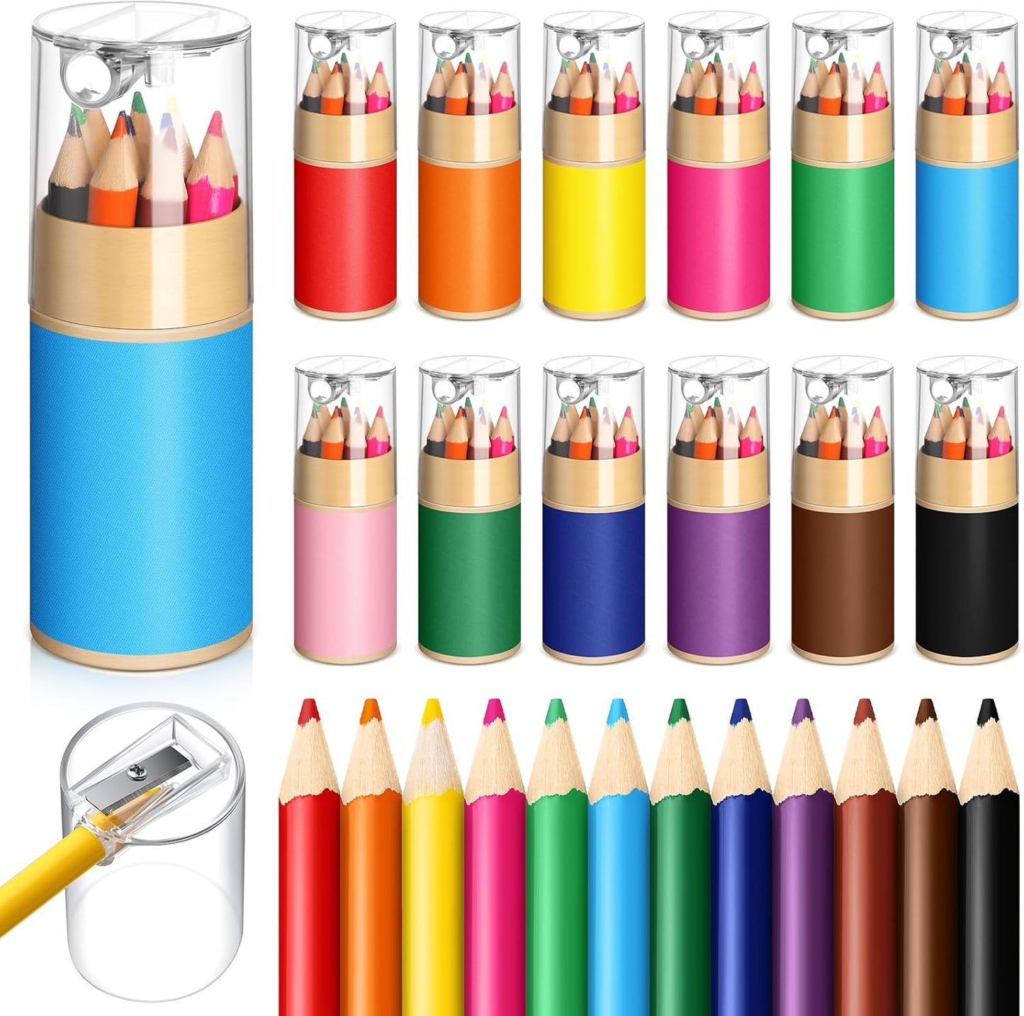 60 Sets Mini Drawing Colored Pencils Bulk with Sharpener for Kids 3.5" Small 12 Colors Travel Colored Portable Pencil Set Back to School Gifts for Students Adults Art Painting Classroom