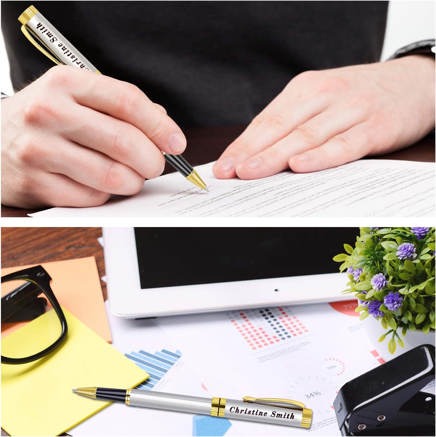 Amlion Personalized Pens Custom Engraved Pen with Name, Refillable Medium Refill, Personalized Gifts for Men Women