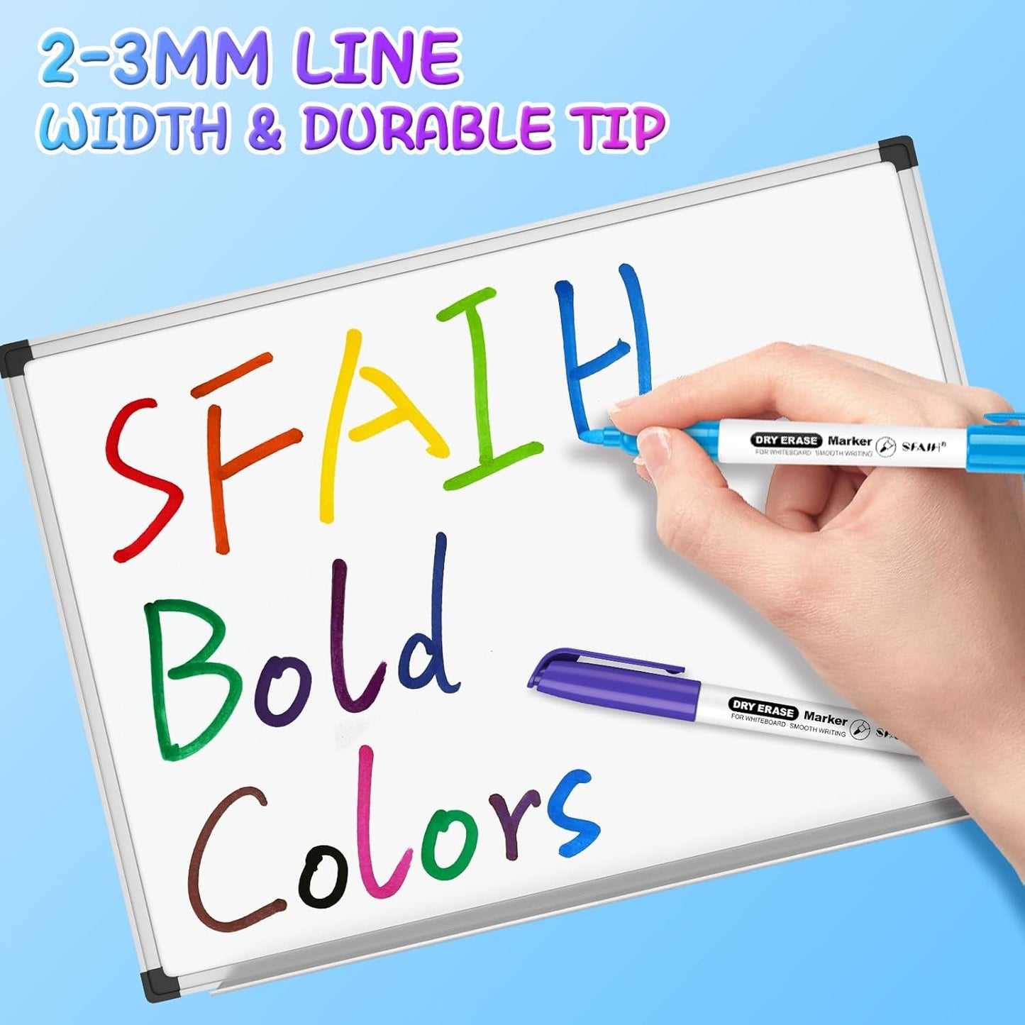 SFAIH Dry Erase Markers Fine Tip 12 Colors, 144 Pack (12 Dozen) - Pre-Sorted in 12-Compartment Tray | Bulk Classroom Organization | Low Odor Whiteboard Markers| 5 Sizes:12/24/48/72/144 Packs