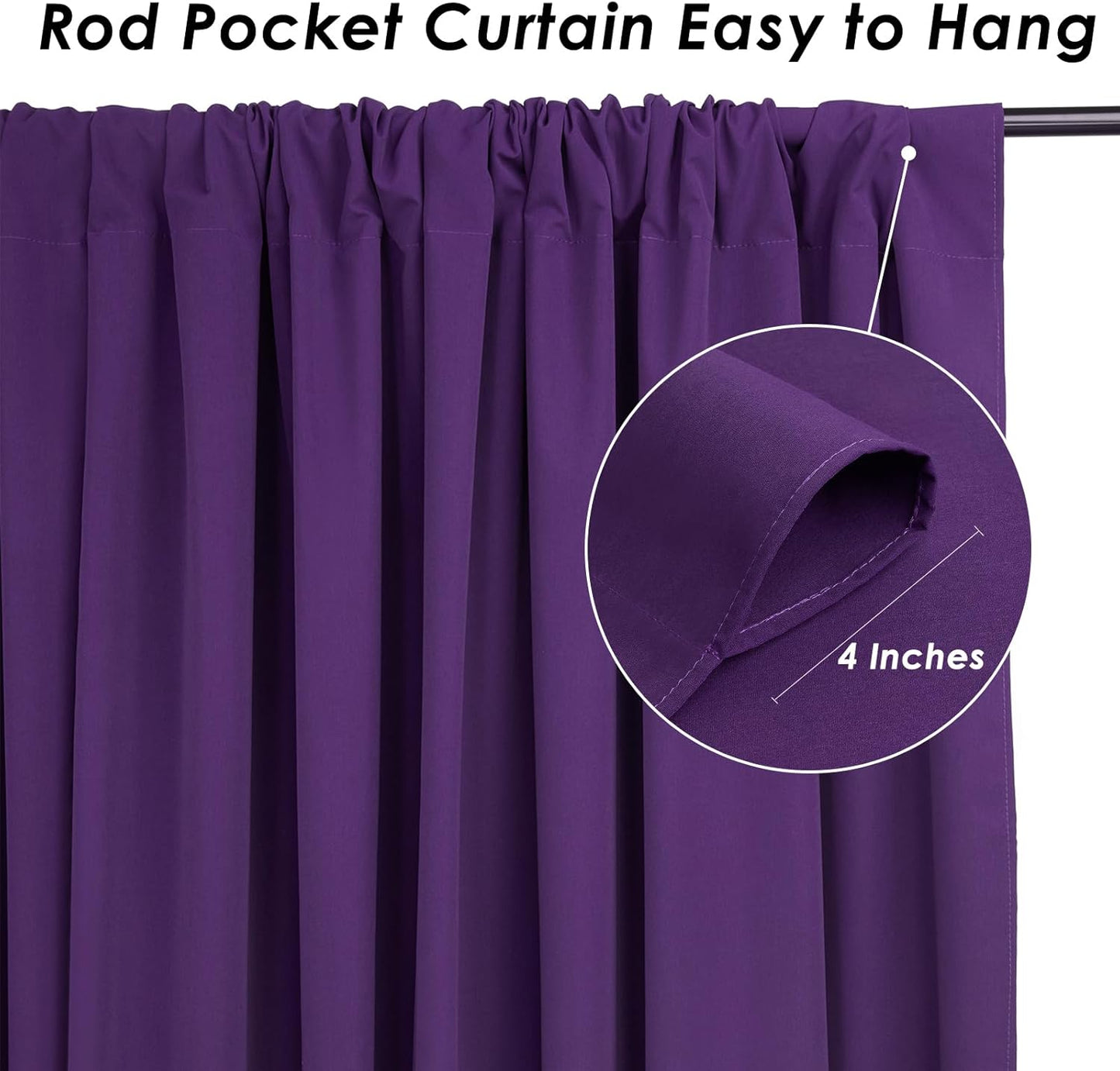 Purple Backdrop Curtains 2 Panels 5ft x 10ft Polyester Backdrop Drapes for Wedding Mermaid Party Halloween Photography Decorations