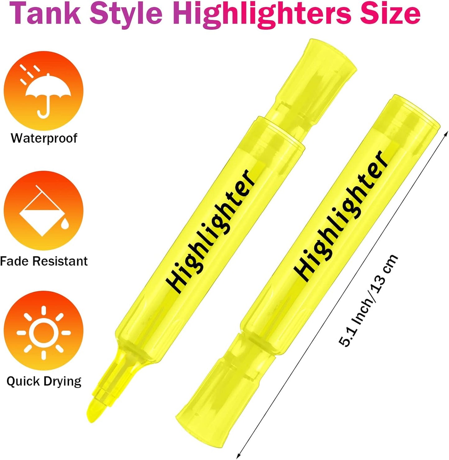 Teling 240 Pcs Highlighters Bulk Chisel Tip Tank Style Highlighters for School Classroom Assorted Color Fluorescent Pens for Office Shop