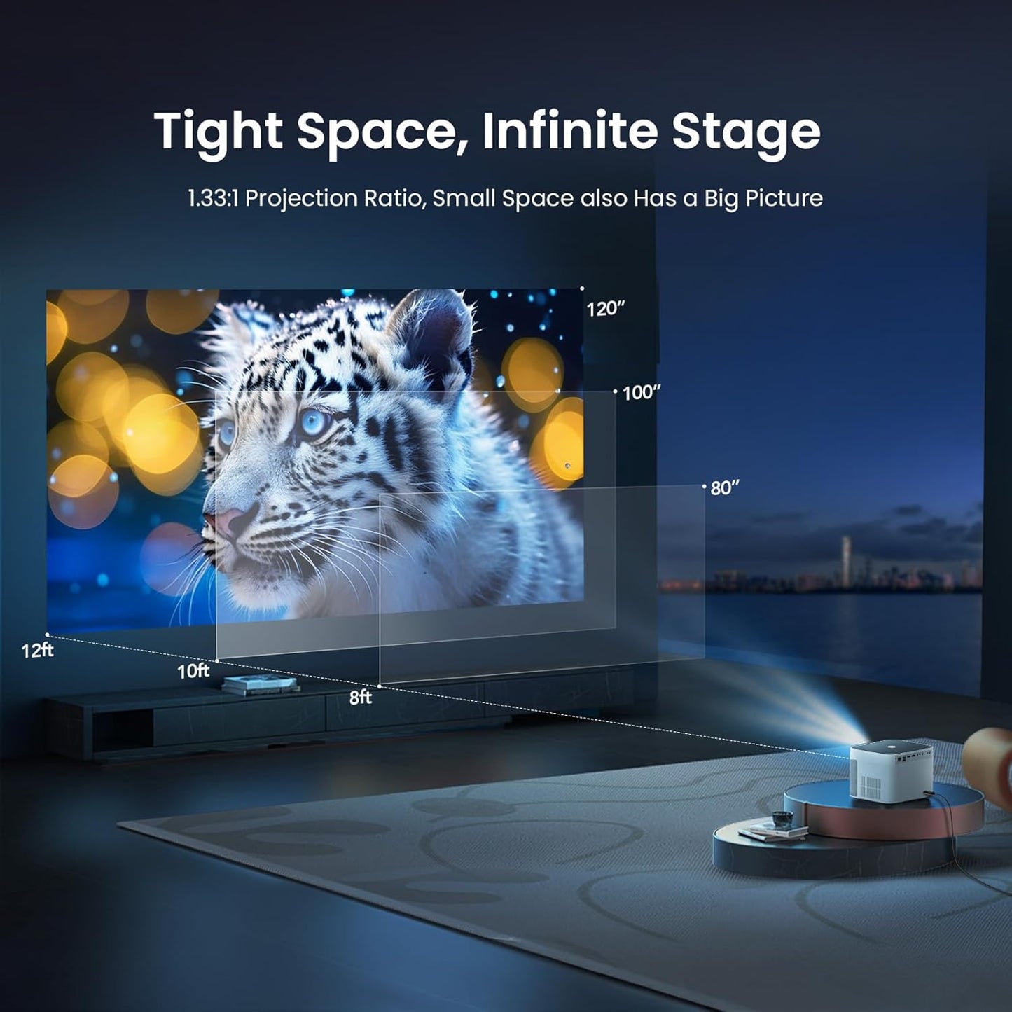[Auto Focus & Keystone/4K Support] Yaber U11 Smart Projector with WiFi and Bluetooth, Dual Stereo Speakers, Movie Projector with Built_in Apps | Instant Setup for Home & Outdoor Movies