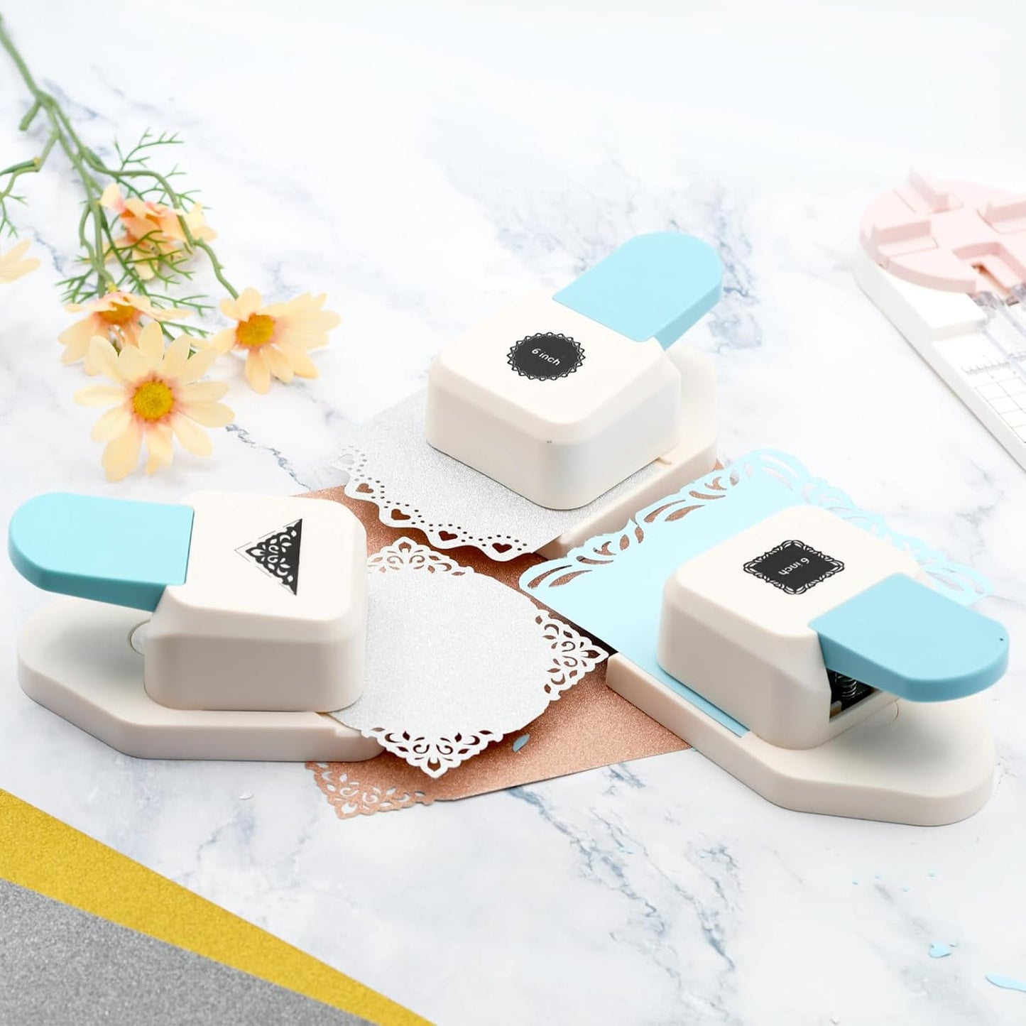 Paper Corner Punch Triangle Shape Flower Pattern, Large Craft Corner Punch Paper Cutter Portable Corner Hole Punch for Srapbooking, DIY Crafts, DIY Crafts, Card Making