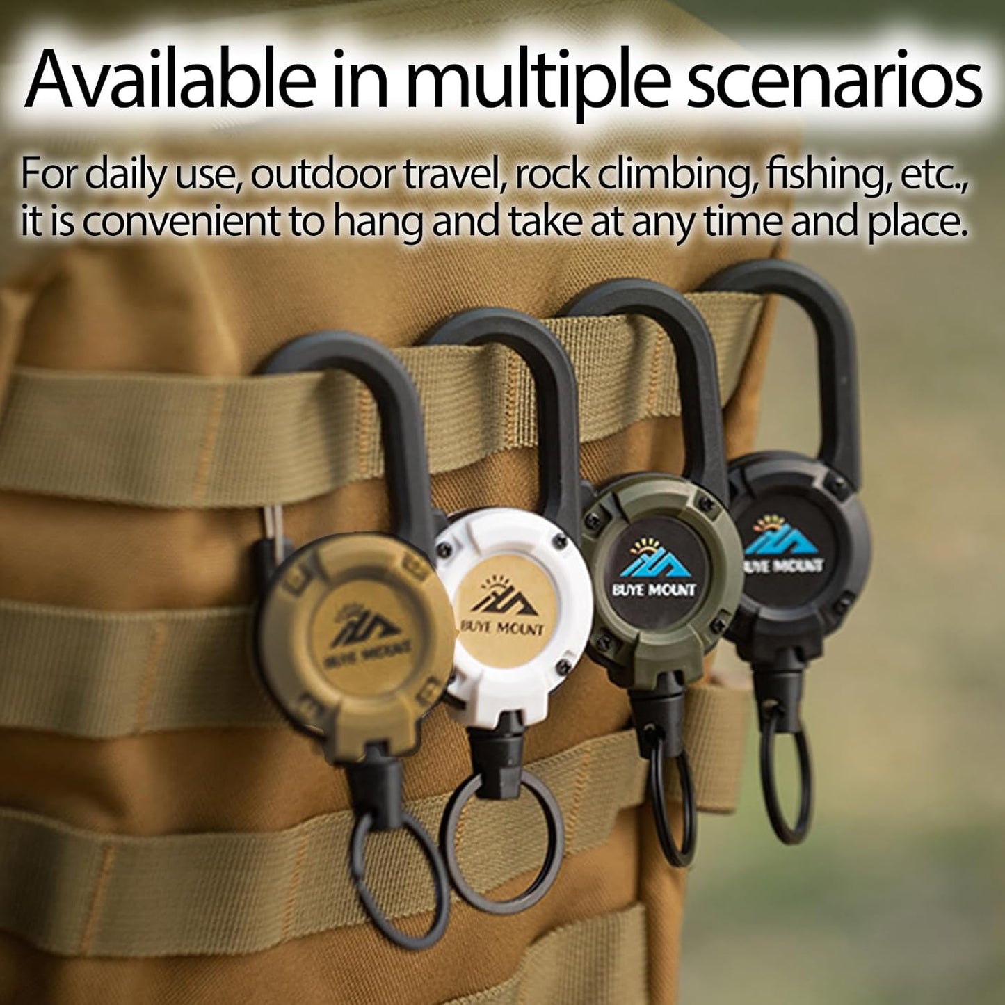 Retractable Keychain Heavy Duty 2Pack, Multitool Carabiner Badge Holder, Retractable Keychain Clip Id Holder, Upgraded 58cm Stainless Steel Cord Black