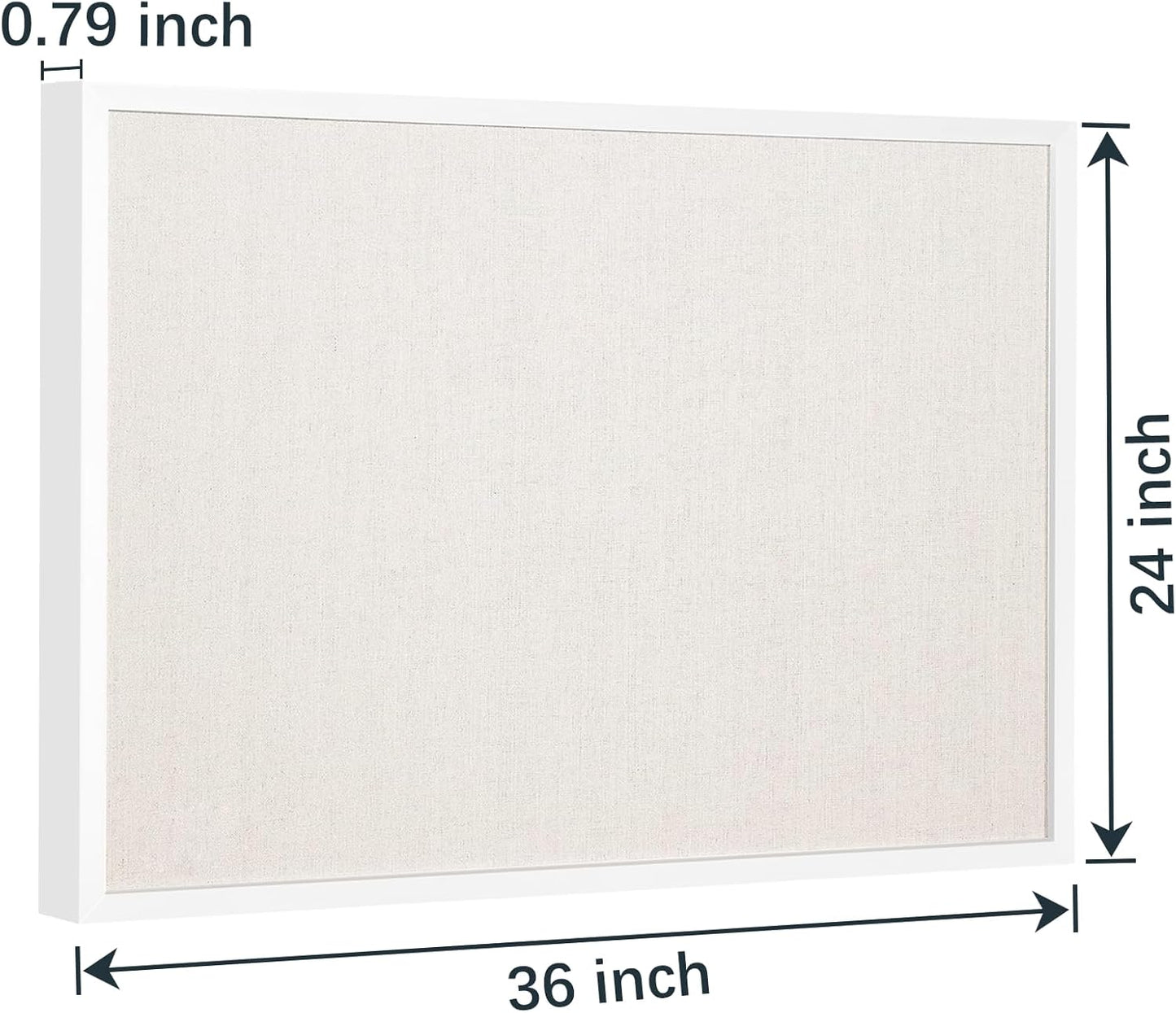 OWLKELA 24'' x 36'' Linen Bulletin Board, White Framed Corkboard, White Oak Frame Linen Cork Board, Vision Board and Decorative Hanging Pin Board