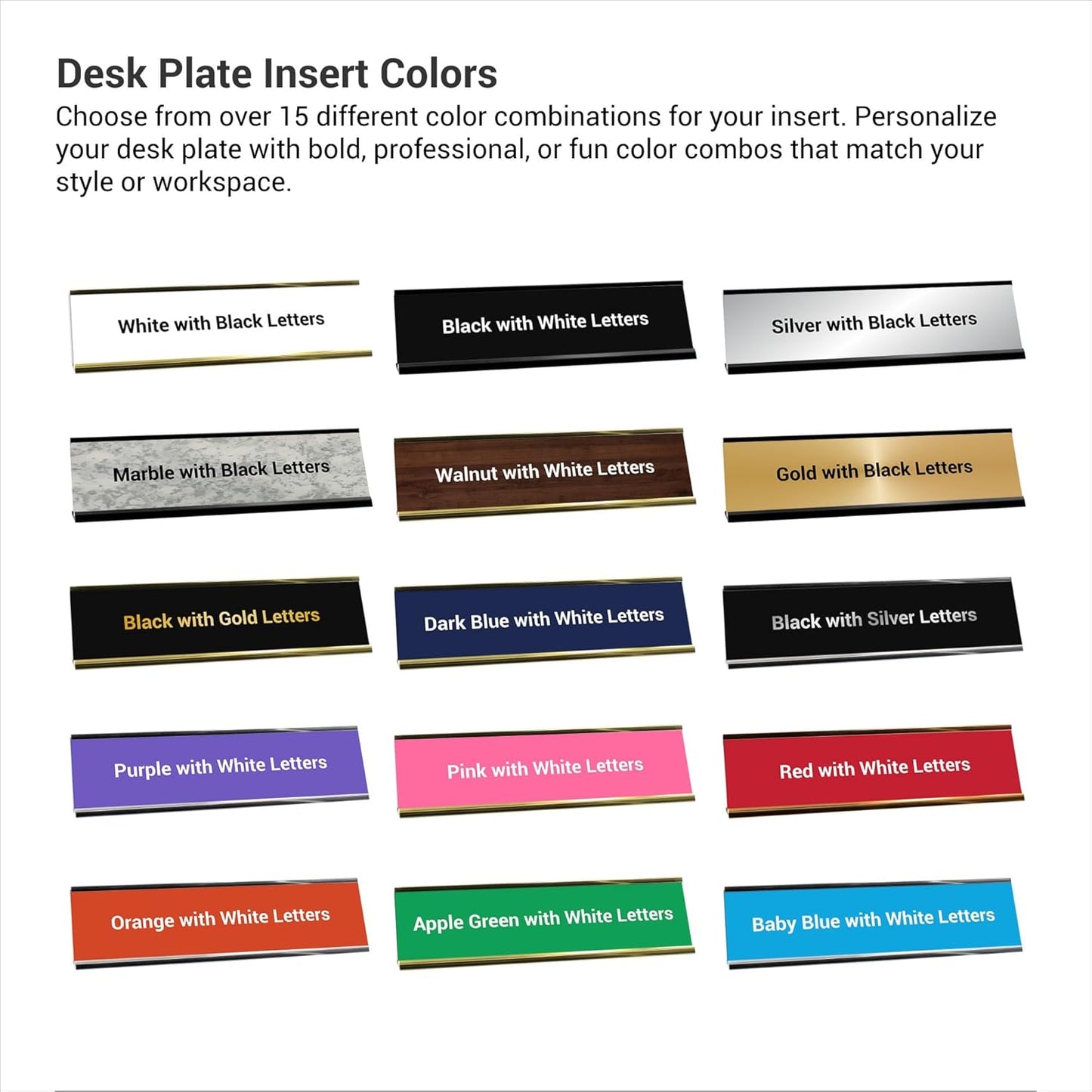 Custom Engraved Desk Plate | Personalized with your Name and Title | Perfect Decor for Office, Business, or Home | Multiple Font and Color Options | 2x8" or 2x10" (Black w/White Letters, 2x8")