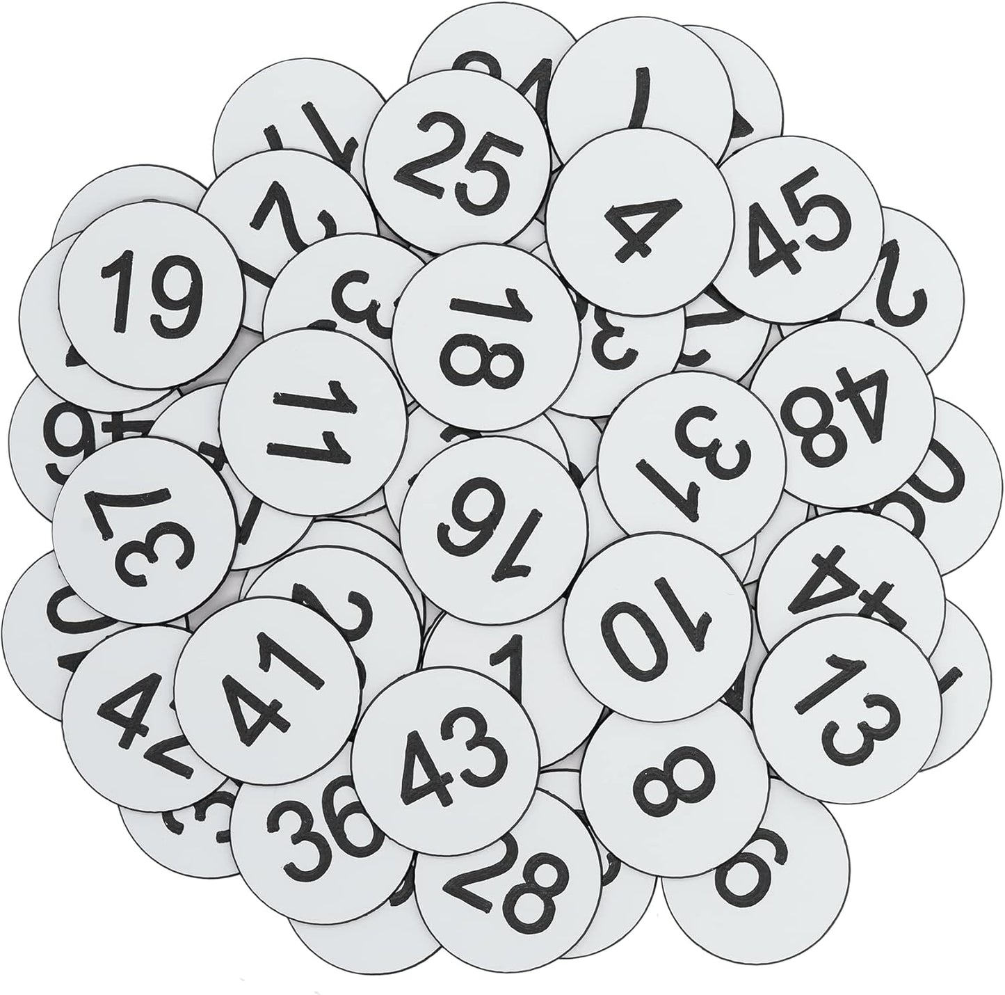 StayMax Plastic Number Tags Engraved Numbered Tags Without Hole (1-50, White)