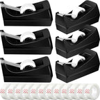 Yahenda 6 Pack Black Desktop Tape Dispenser Non Skid Base by Yahenda