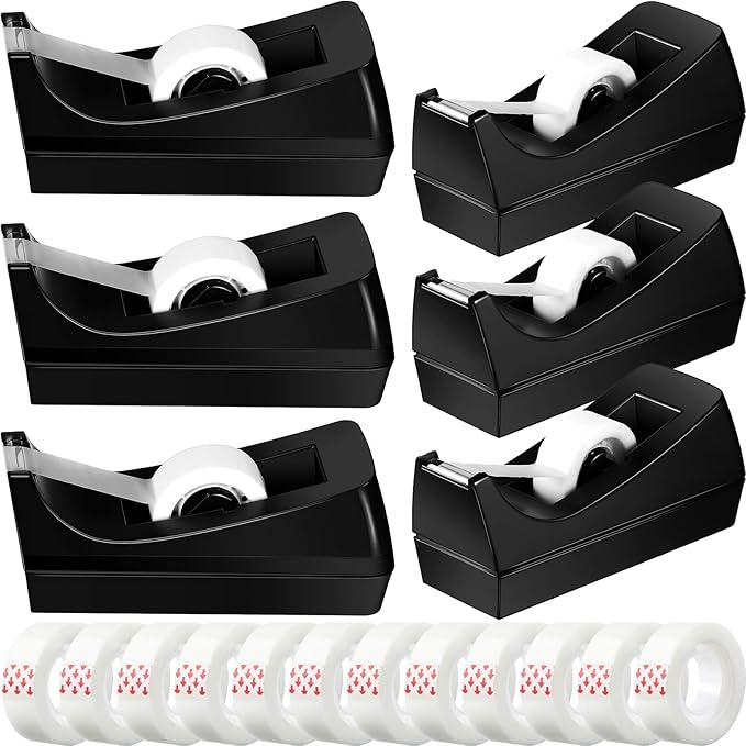 Yahenda 6 Pack Black Desktop Tape Dispenser Non Skid Base by Yahenda