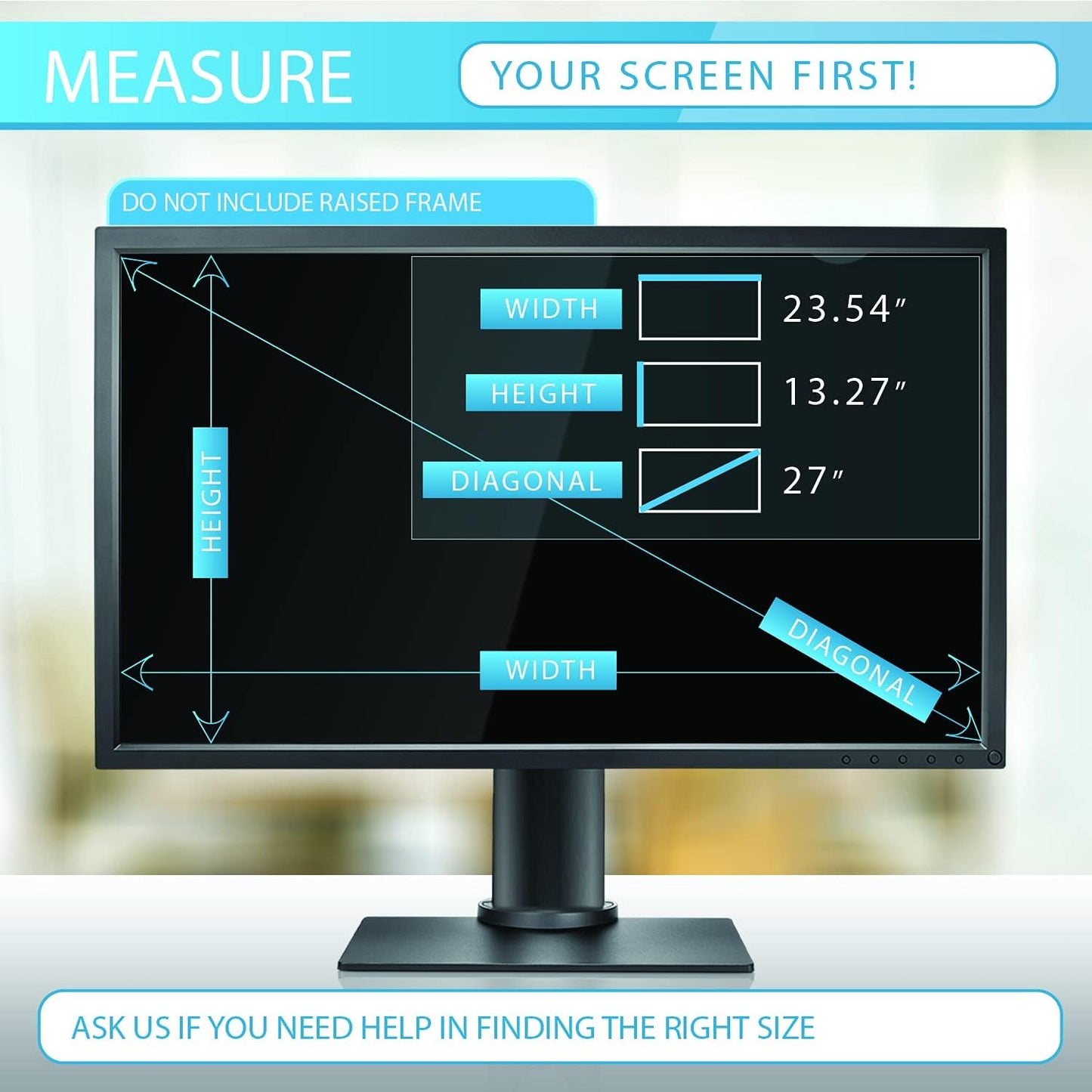 [2 Pack] Premium Privacy Screen Filter for 27 Inches Desktop Computer Widescreen Monitor with Aspect Ratio 16:9. Anti Glare and Anti Blue Light Protection