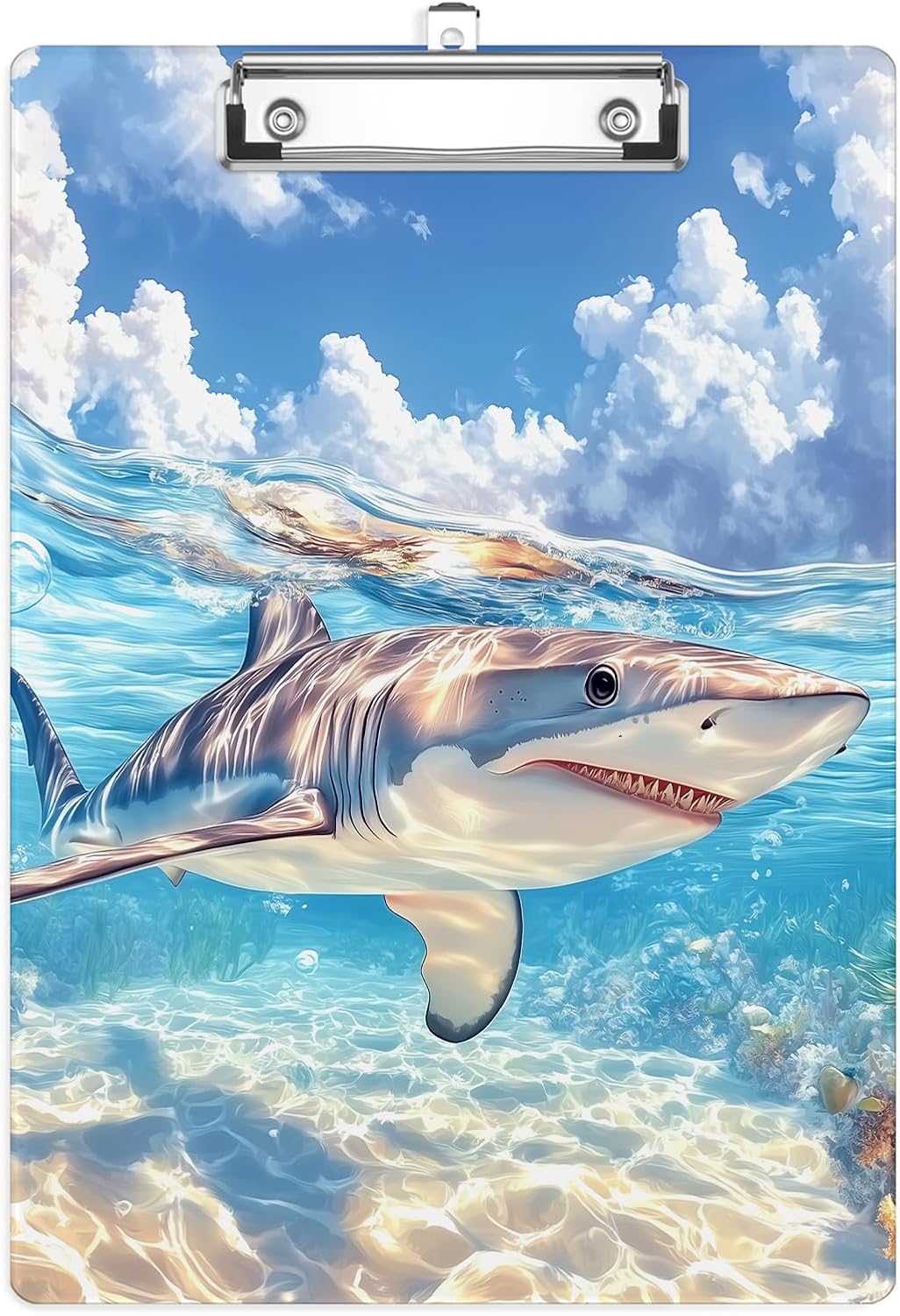 Cute Shark Plastic Clipboards,Cute Fashion Clipboard Decorative 8.5" x 12.5"Standard A4 Size Clipboards,Acrylic Clipboard for Teacher,Social Worker,Students,Nurse,Office Supplies