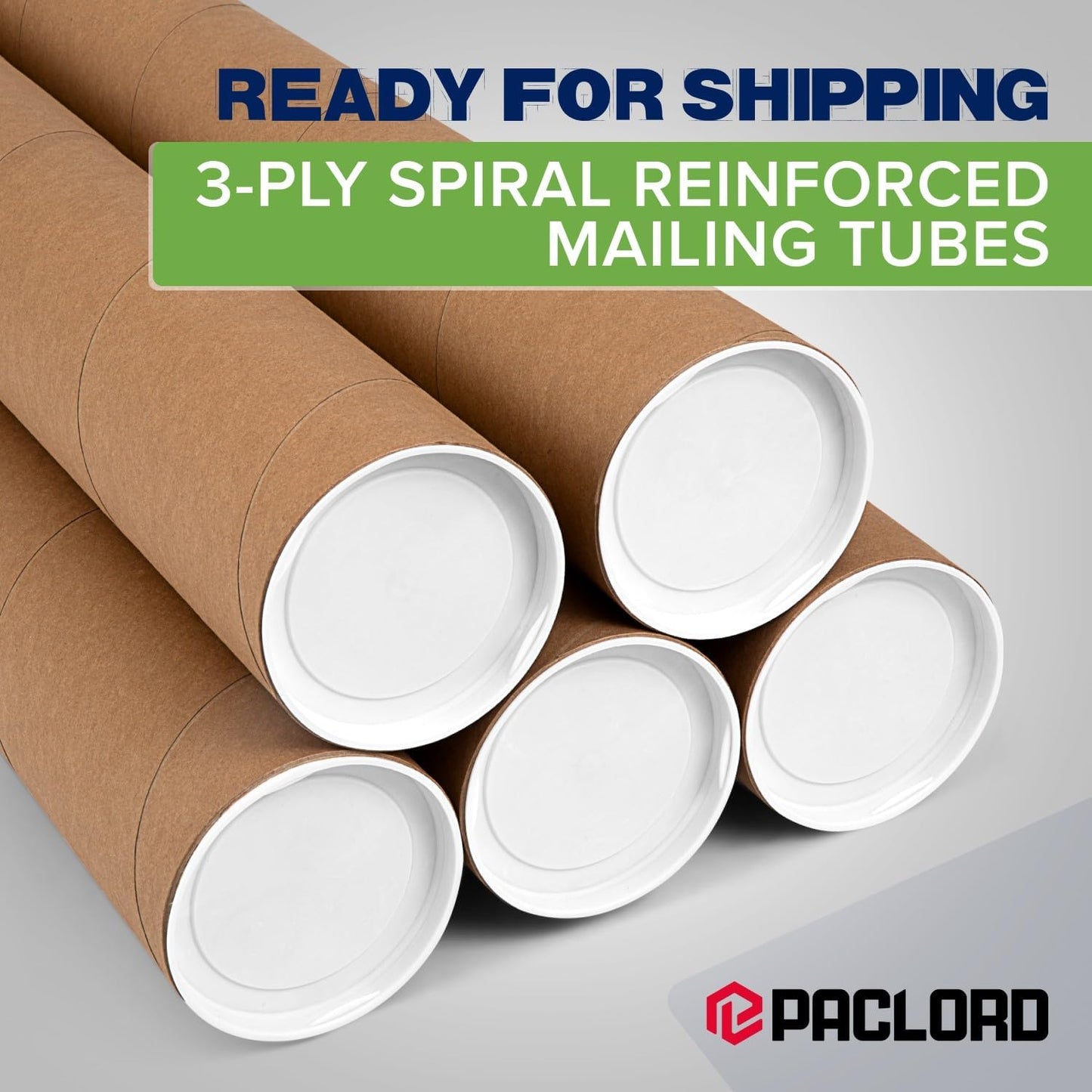 4" x 36" Reinforced Kraft Paper Mailing Tubes, Pack of 6 Tubes with 2 Caps Each – USPS Approved Poster Tube – Made in USA Cardboard Tube for Shipping and Storing Posters, Prints, Artwork, or Documents