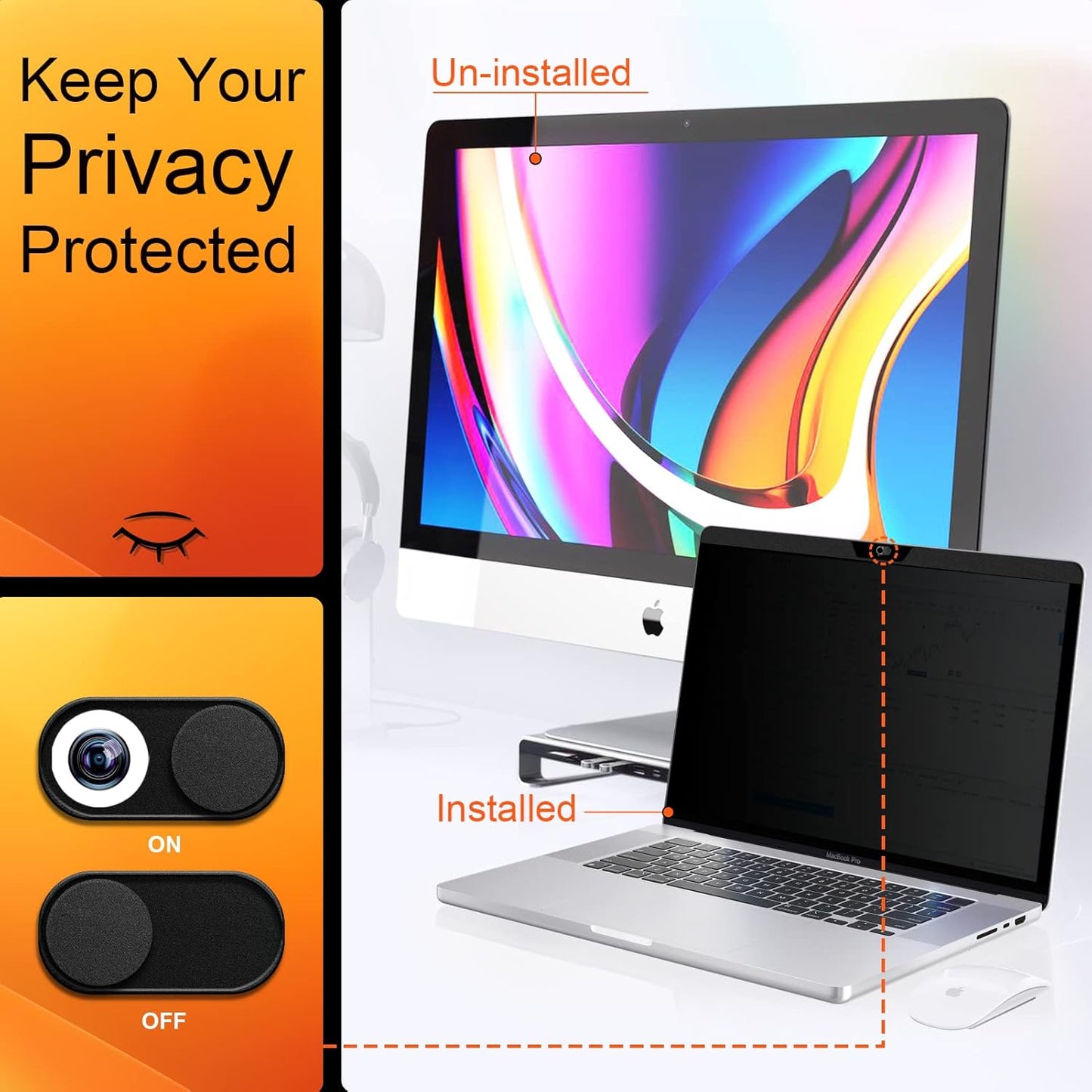Magnetic Privacy Screen MacBook Air 13 Inch(2018-2021, M1), Removable Anti Blue Light Glare Filter Screen Protector with Camera Cover for Mac air 13''