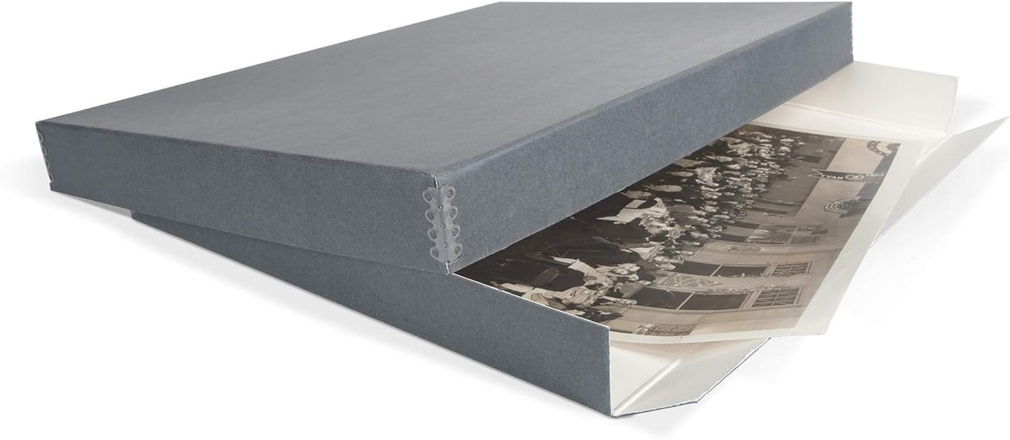 Gaylord Archival Blue/Grey Drop-Front Newspaper Preservation Box - 13W x 18L x 3" H