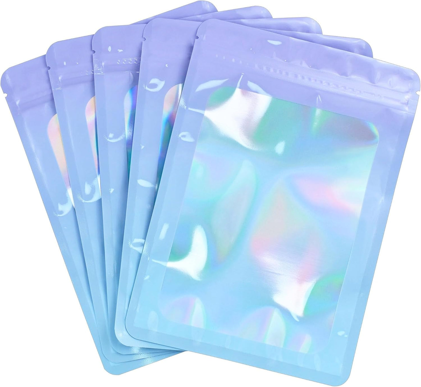 Resealable Mylar Pouch Pen Bags Great for Office Home Party Favor Food Storage Cookies Sample Jewelry Snack (100PCS, Pink and Blue Color, 4.7 x 8 inch)