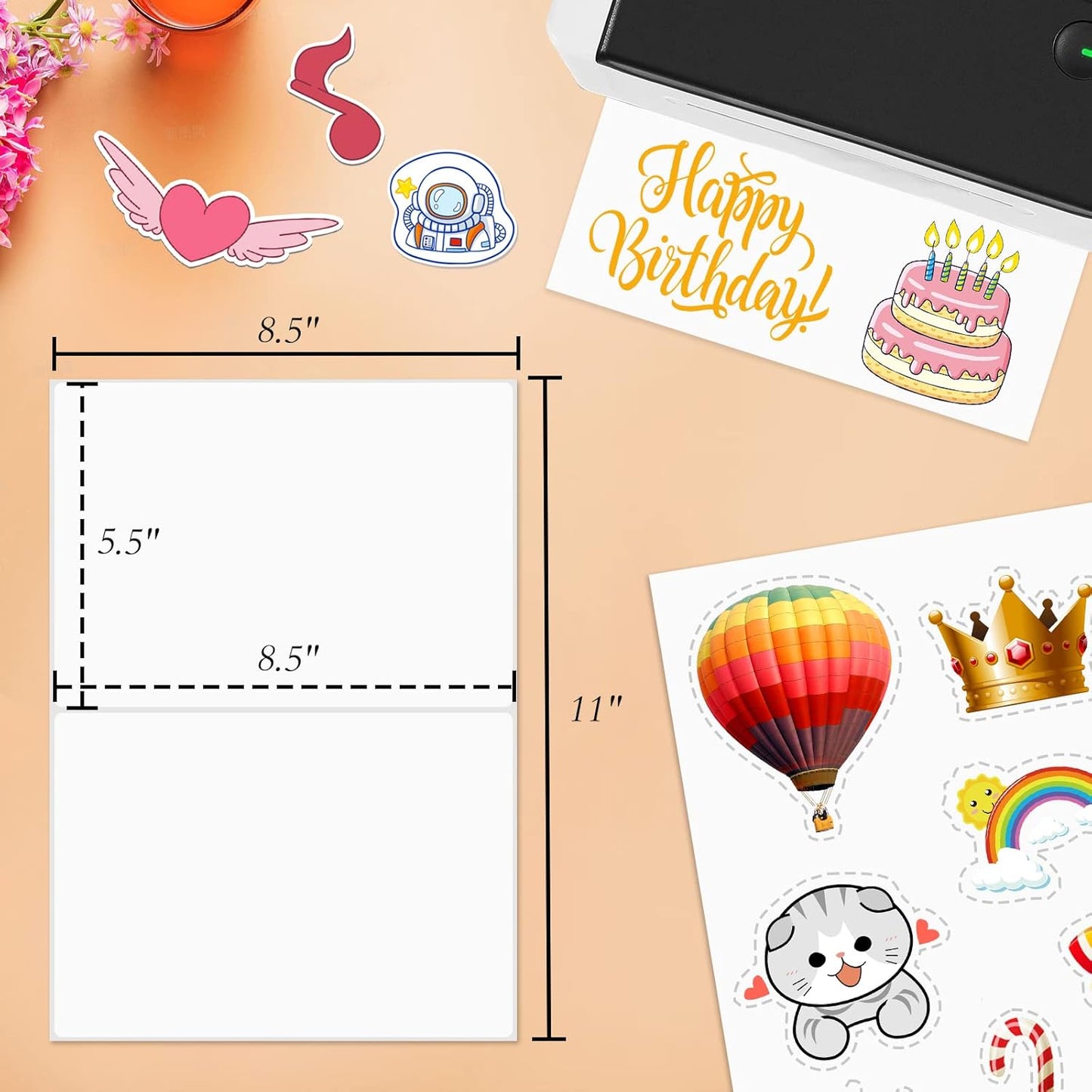 8.5" x 5.5" Half Page Self Adhesive Shipping Label, Compatible Laser & Inkjet Printers, White, 2 Labels Per Sheet(2000 Sheet 4000 Labels)