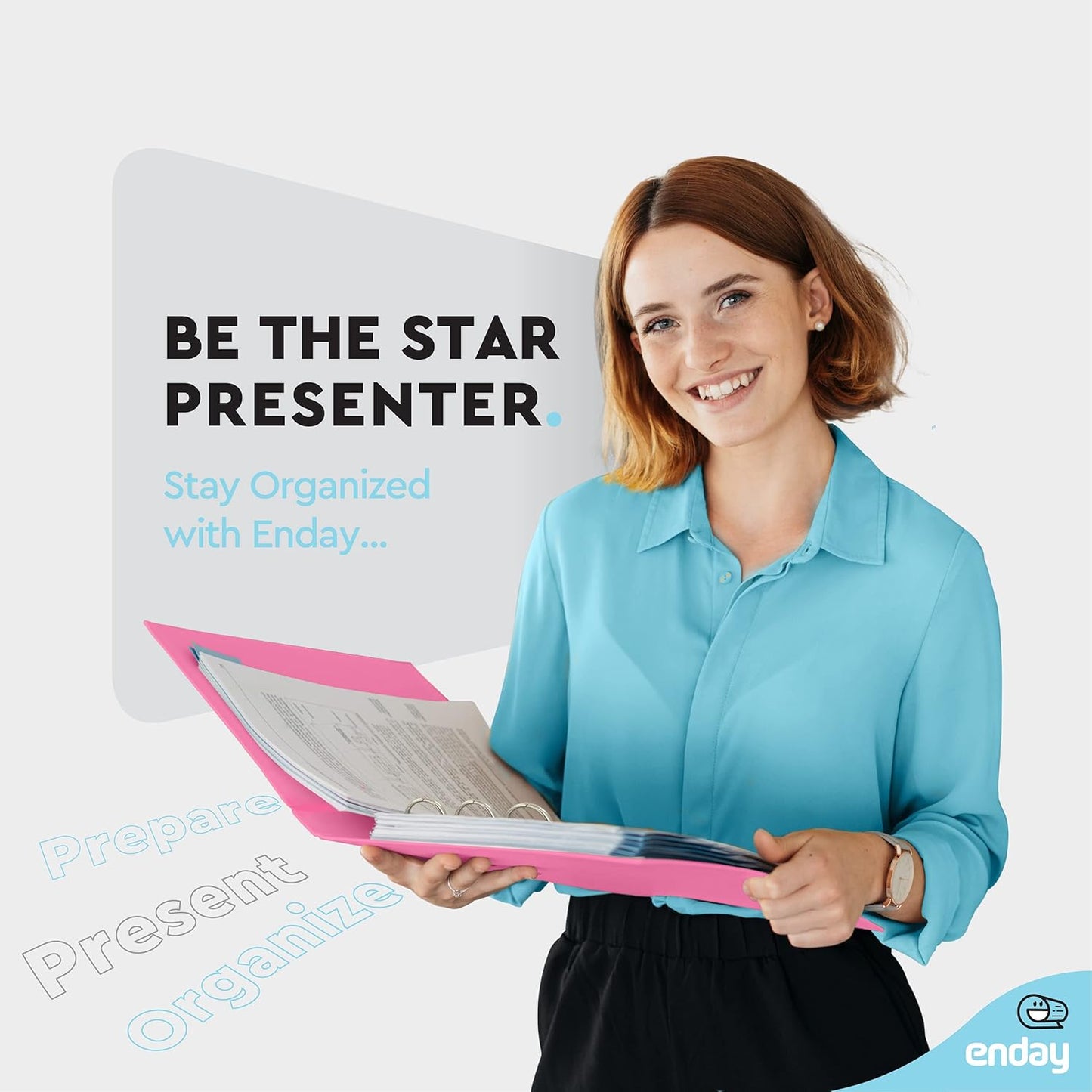 3 Ring Binder Pink, 1 Inch, 1” Clear View Cover with 2 Inside Pockets Round Ring Binder, Colored School Supplies Binders, Also Available in Grey, Blue, Purple, Green, and Red (6 PC) – by Enday