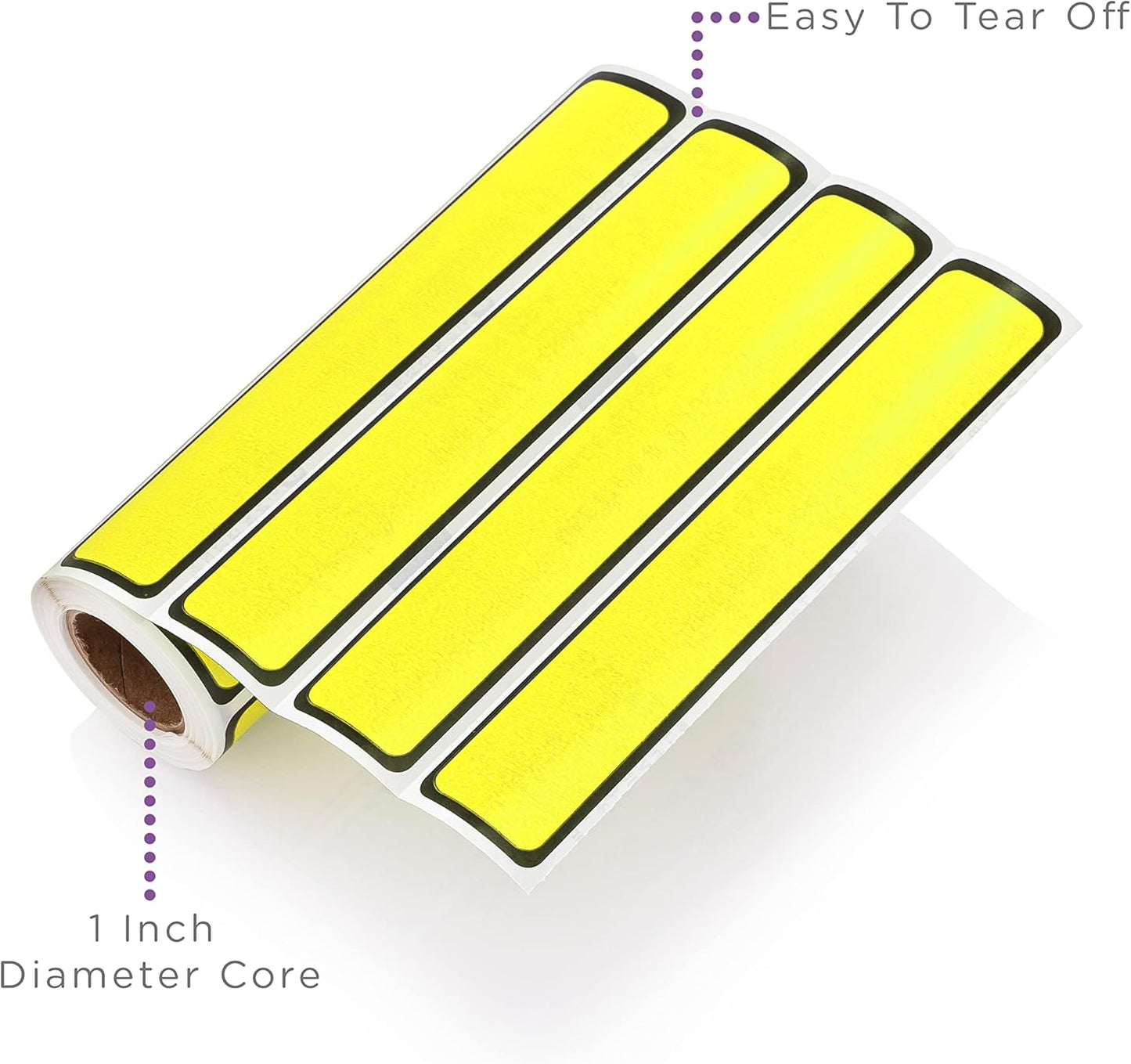 Carstens Adhesive Sticker Labels, 5 3/8” x 1”, Binder Labels for 1” Ring Binder Spines, Yellow, Roll of 200