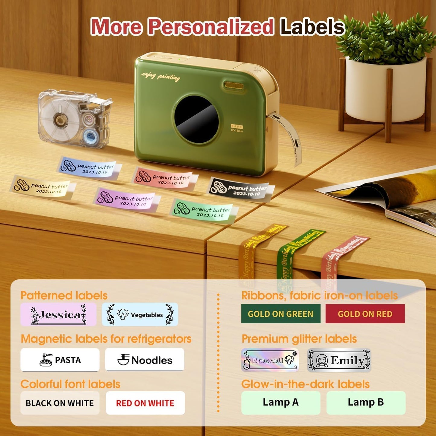 Phomemo A30 Label Maker Machine, Bluetooth Wireless Portable Small Label Printer, Waterproof Label Mini Sticker Maker for Home School, Cloth Name Tag, Ribbon Printer Machine for Gift Wrapping