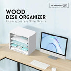 SUPEASY Wood Desk Organizer, 5 Tier Paper File Organizer - Image 2